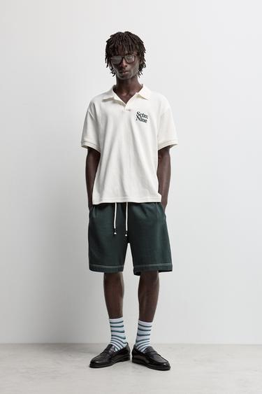 Ribbed embroidered polo shirt — OFF WHITE 2