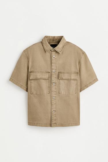 Denim shirt with pockets — PALE OCHRE 6