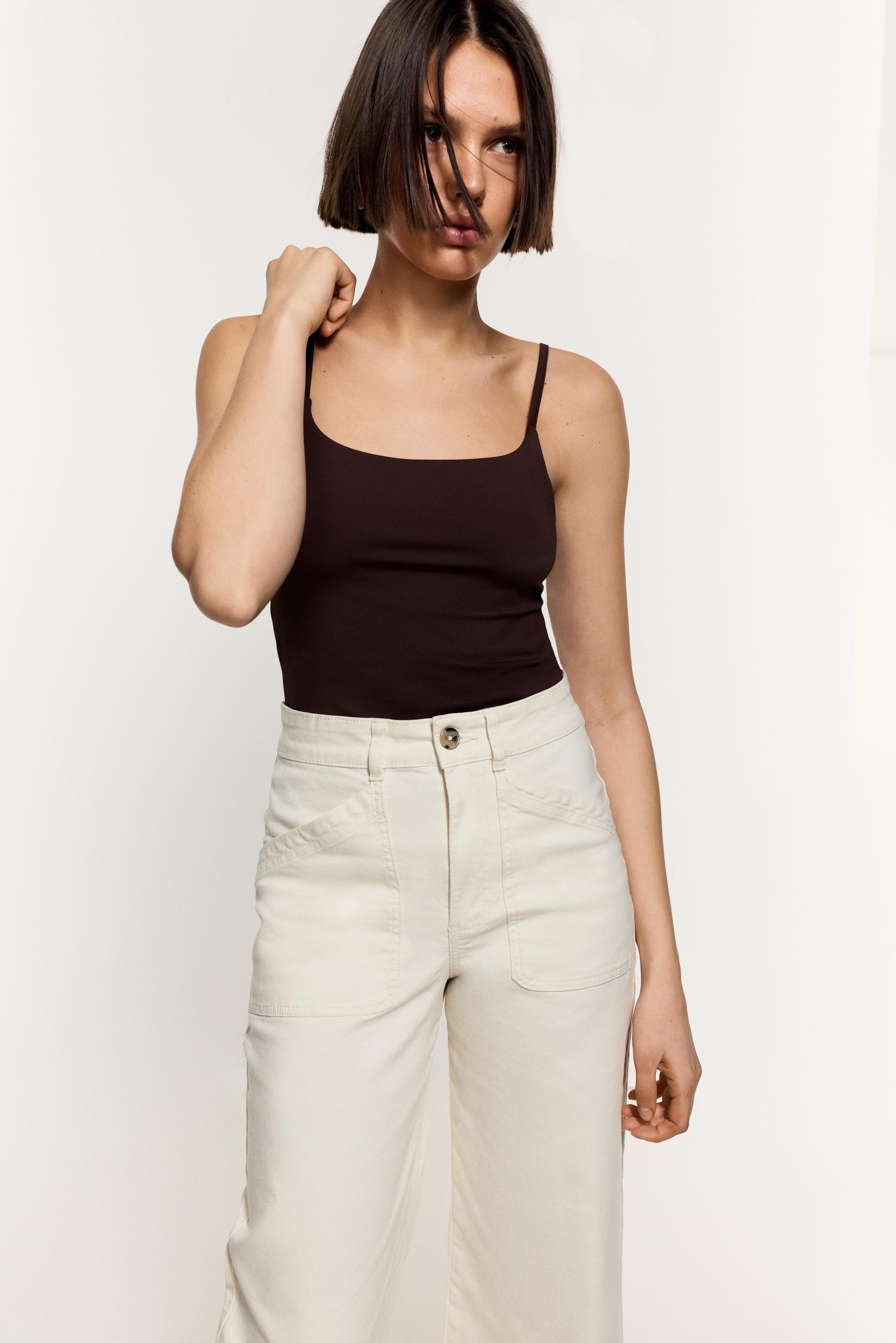 Polyamide Strappy Top — CHOCOLATE