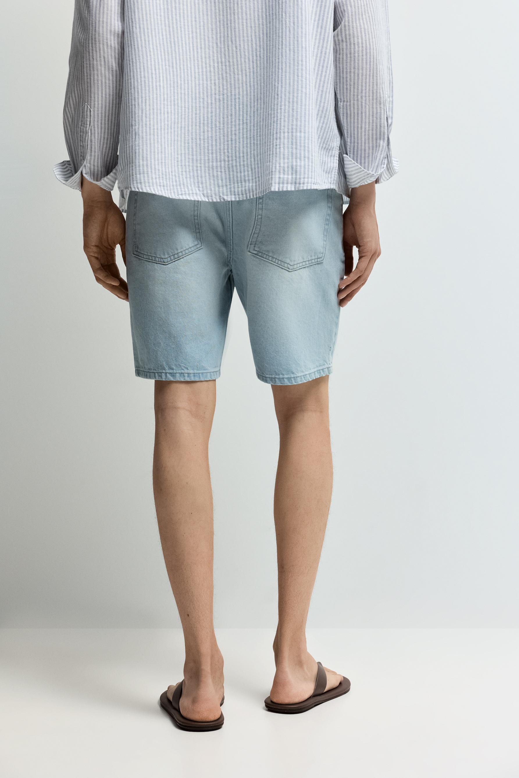 Regular fit denim Bermuda shorts — PALE BLUE