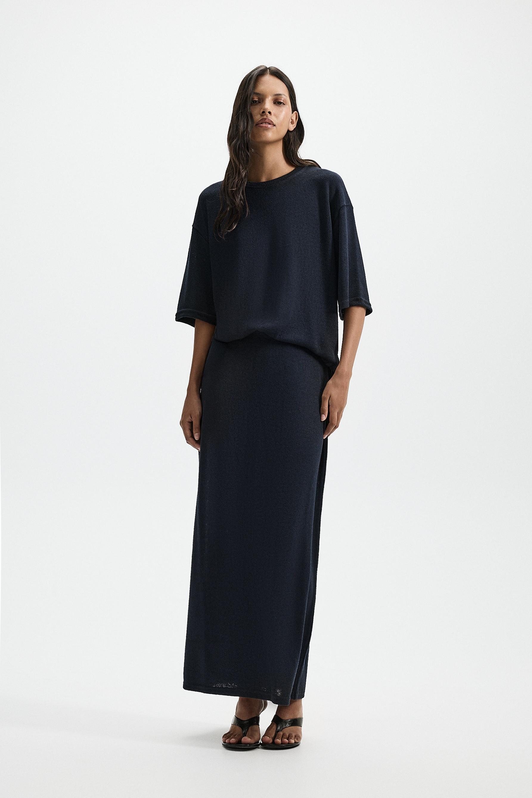 Rustic midi skirt — NAVY