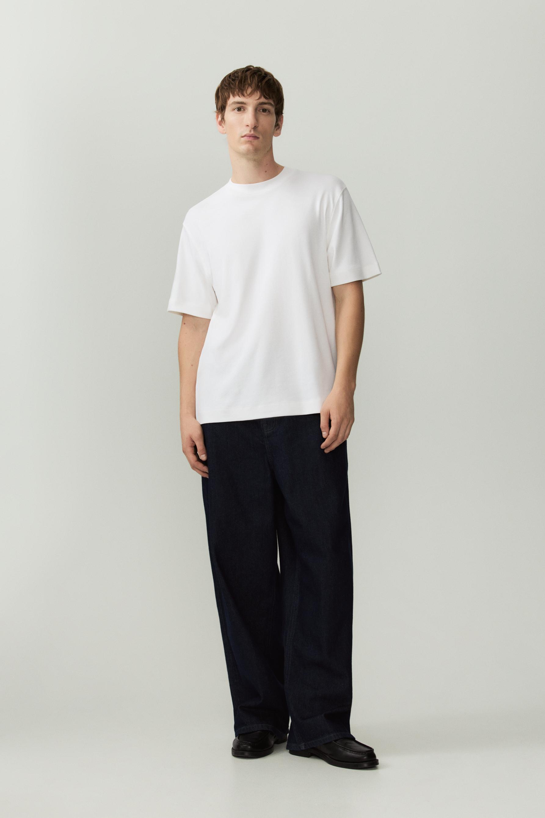 Mock neck interlock T-shirt — OFF WHITE