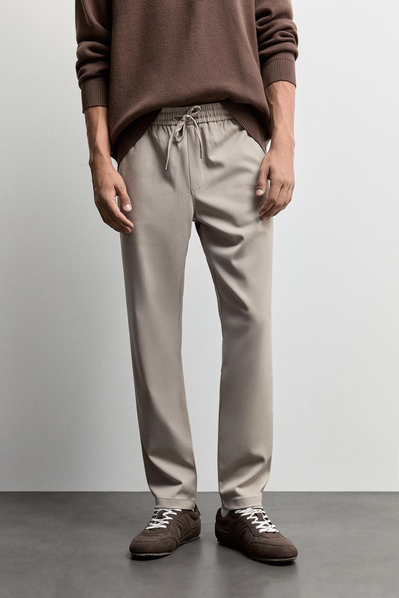 Slim fit tailored joggers — BEIGE
