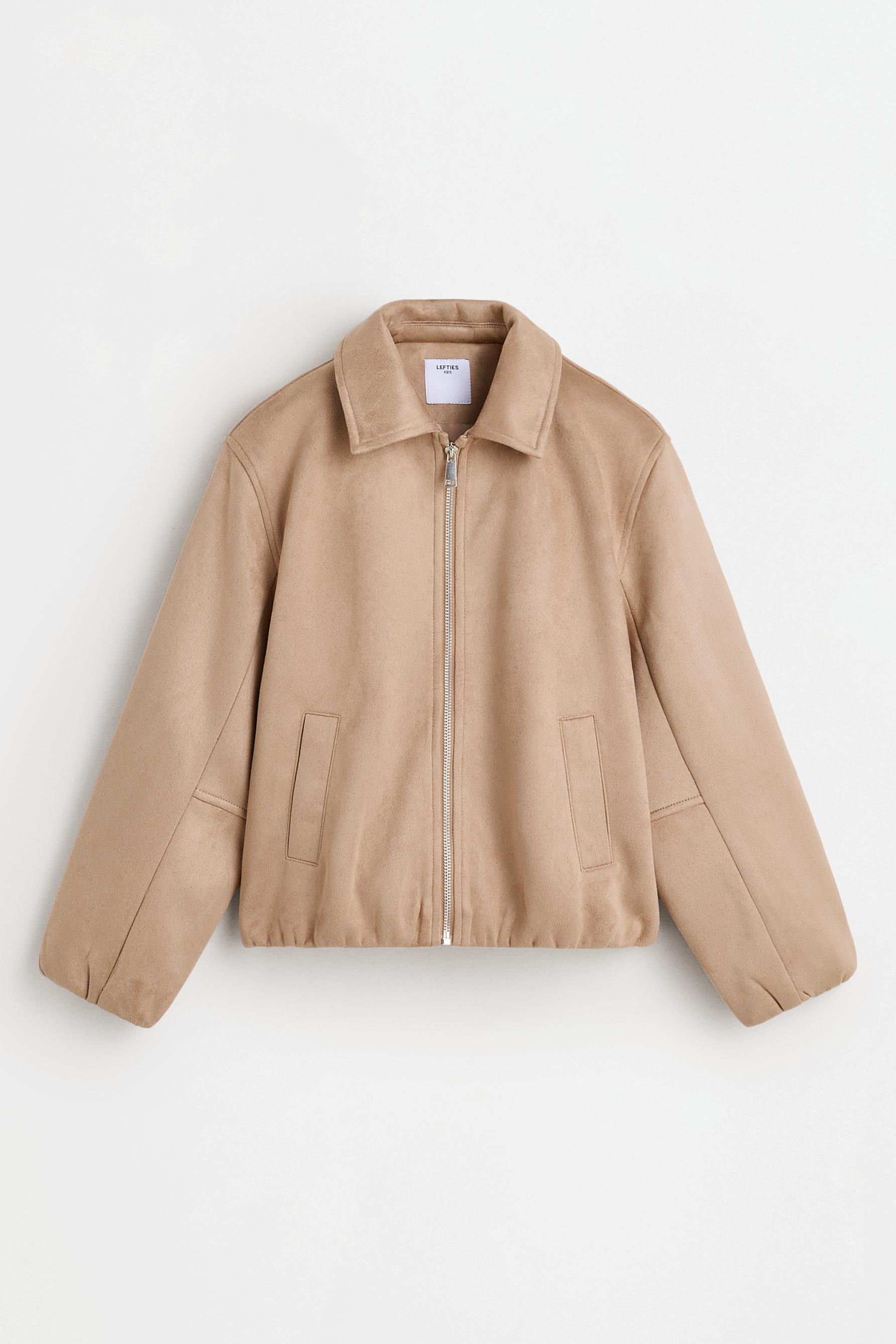 Faux suede bomber jacket — BEIGE