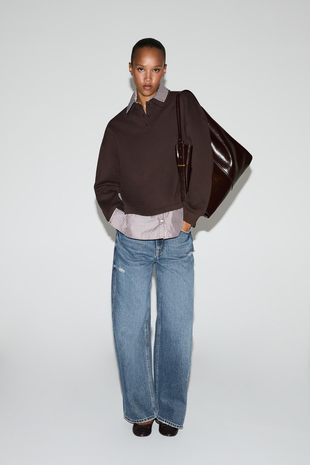 Double-effect sweatshirt — CHOCOLATE