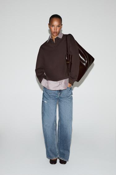 Double-effect sweatshirt — CHOCOLATE 2