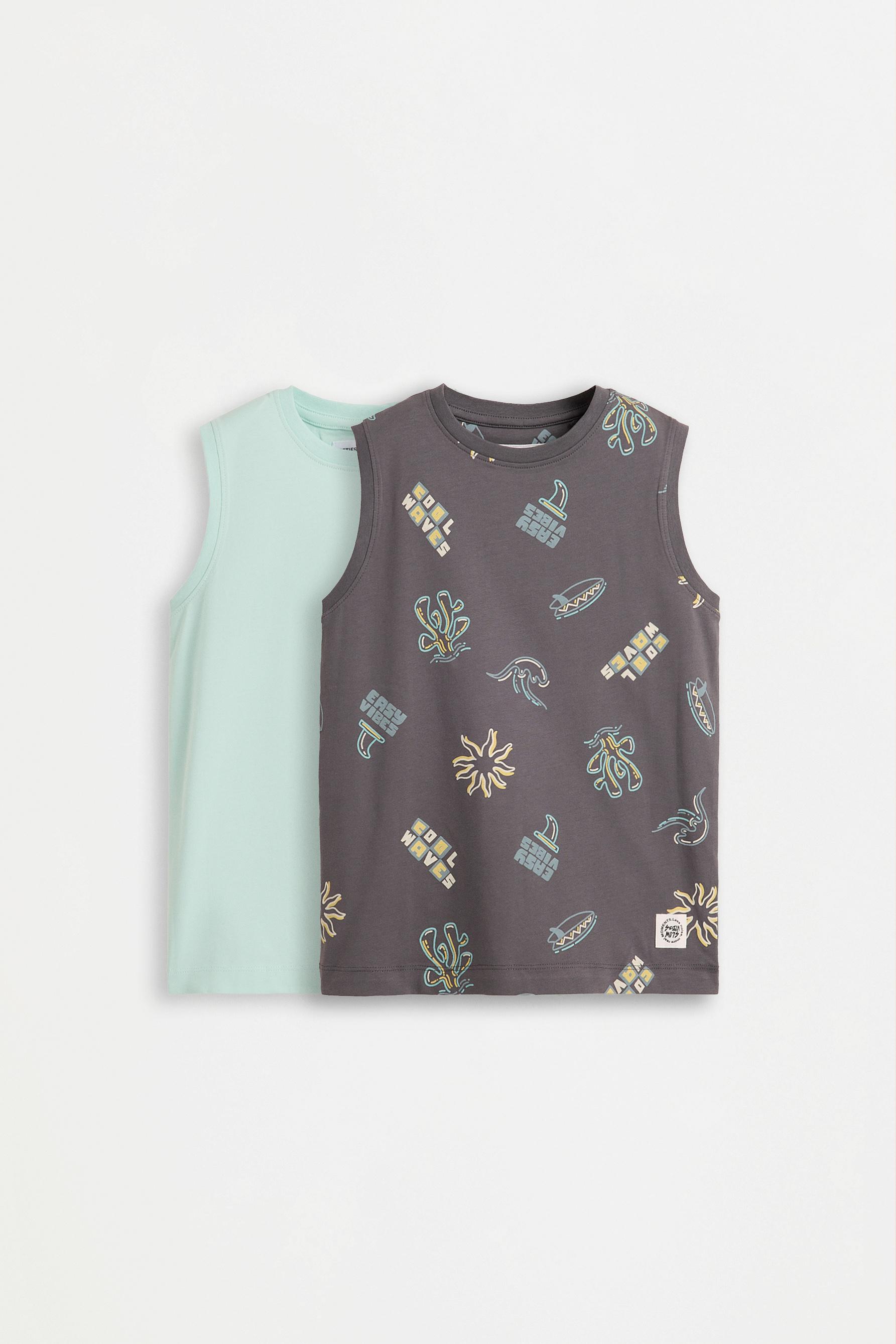 Pack of 2 assorted sleeveless T-shirts — CEMENT