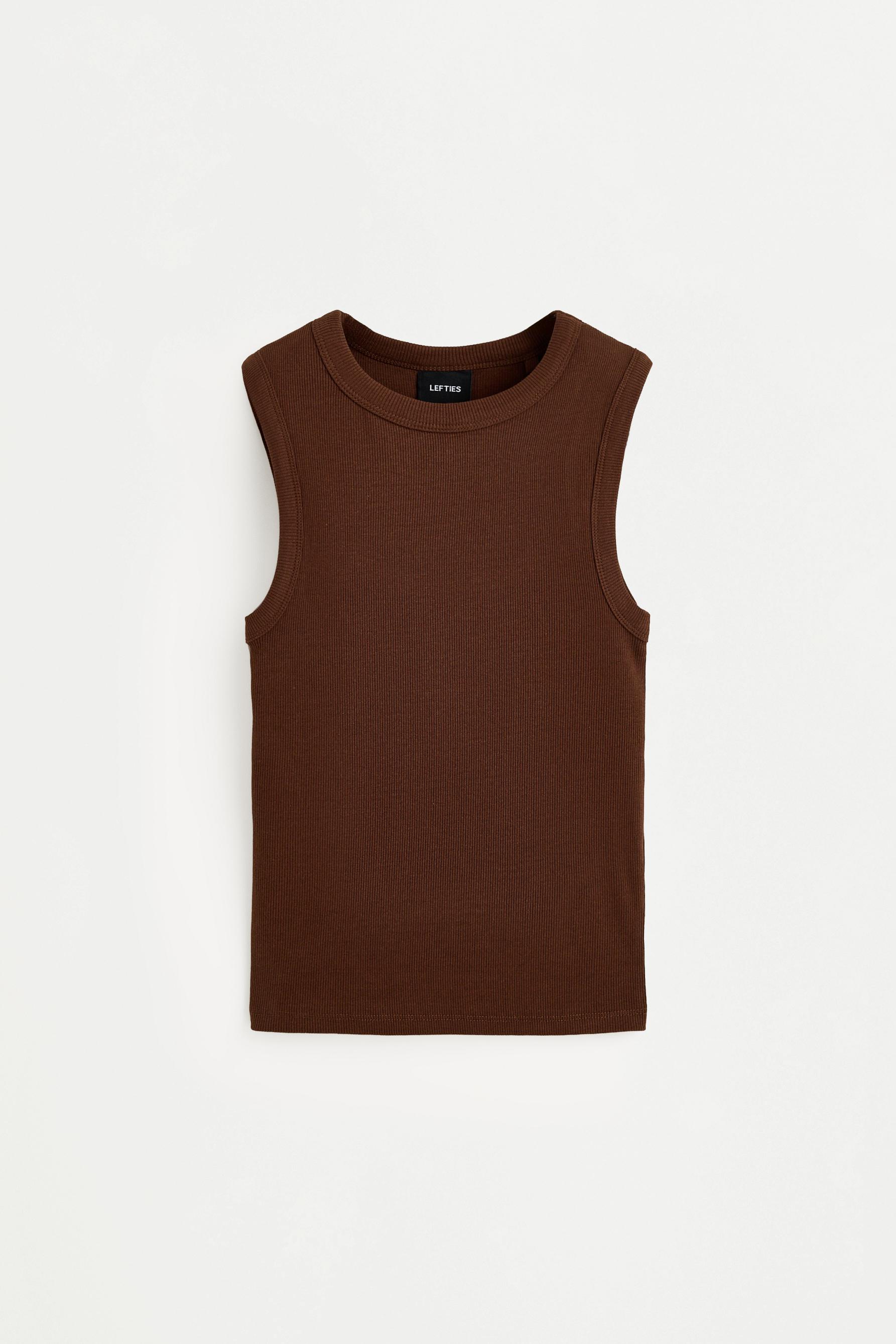 Ribbed racerback top — BROWN