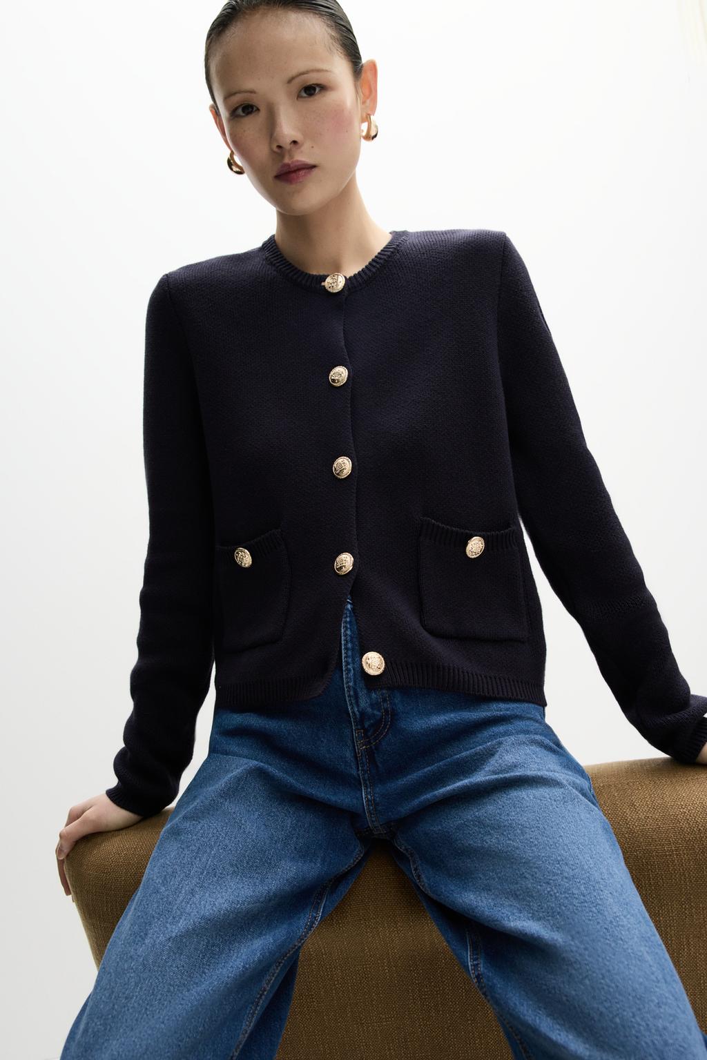 Knit jacket with buttons