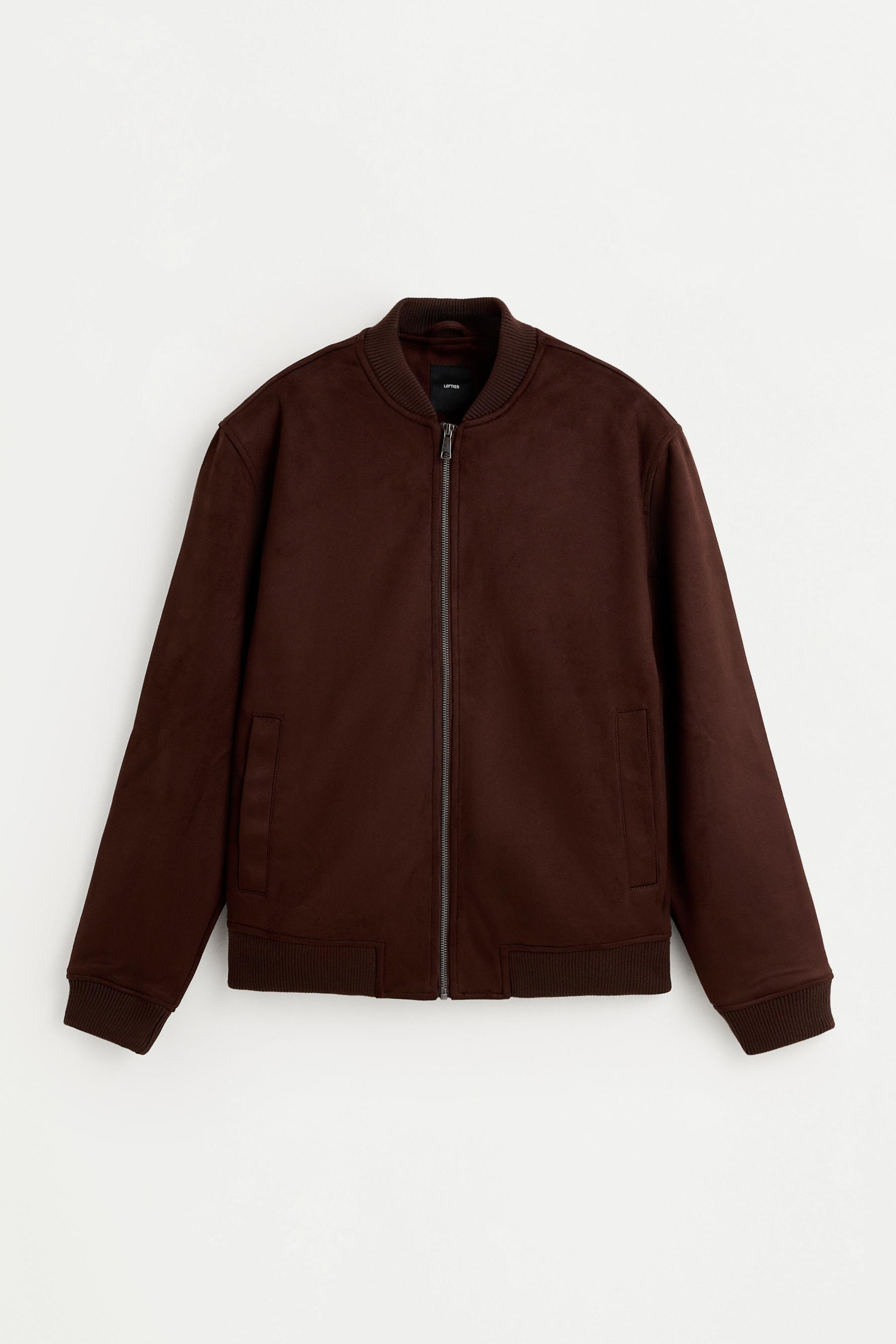 Faux suede bomber jacket — CHOCOLATE