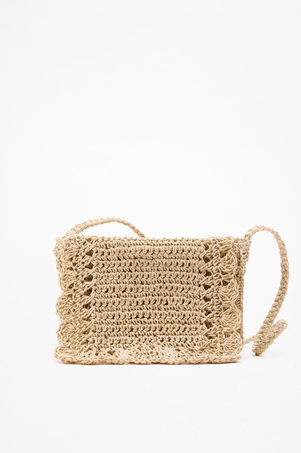 Natural-effect crossbody bag
