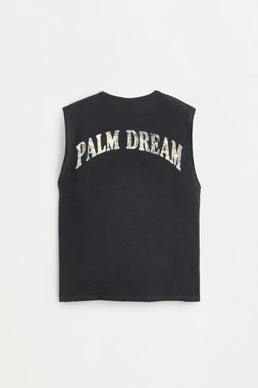Printed sleeveless T-shirt — PALE GREY 8