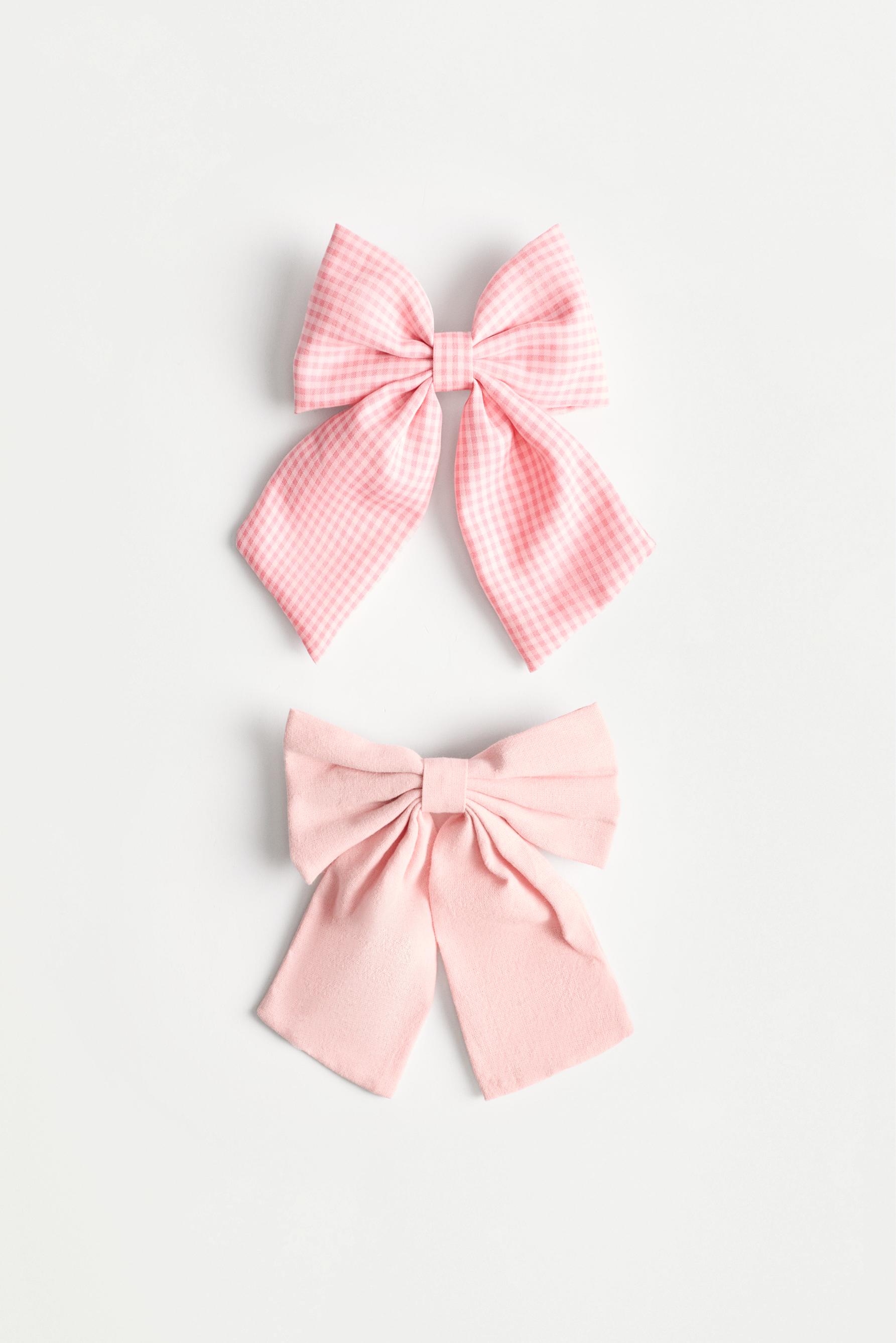 Mixed gingham bows (2-pack) — PINK