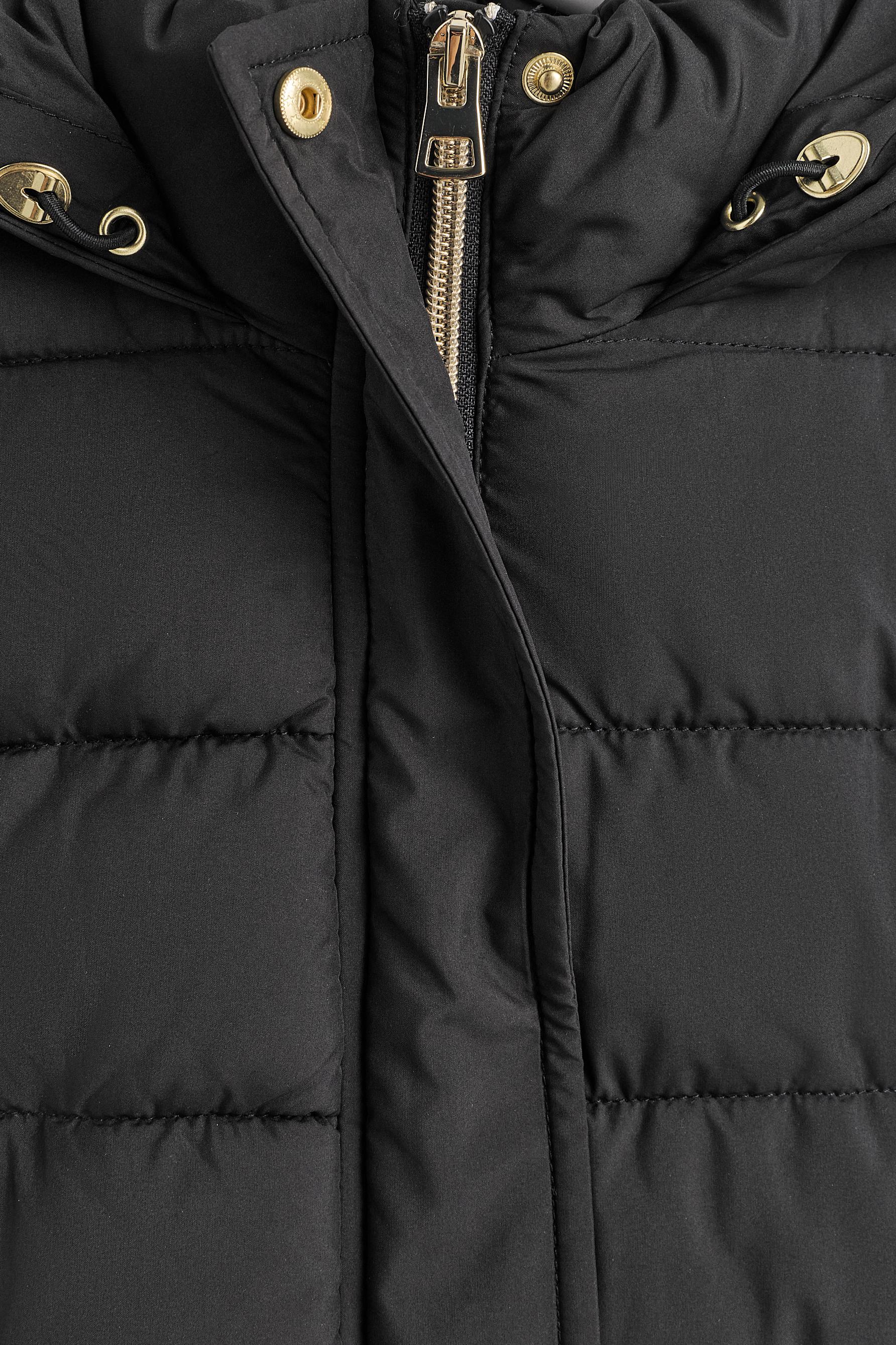 Quilted hooded jacket — BLACK