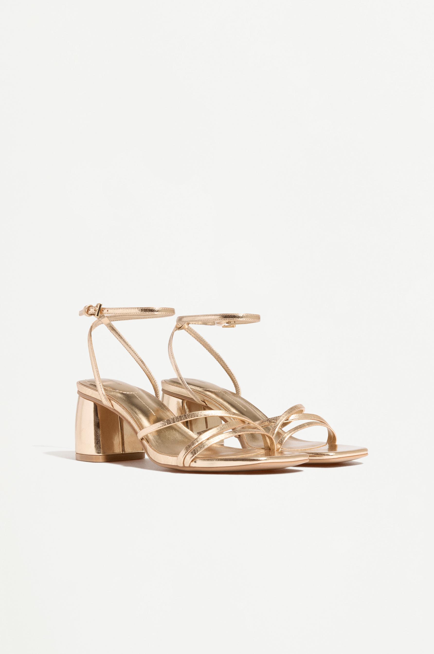 Gold ankle strap heel sandals — GOLD