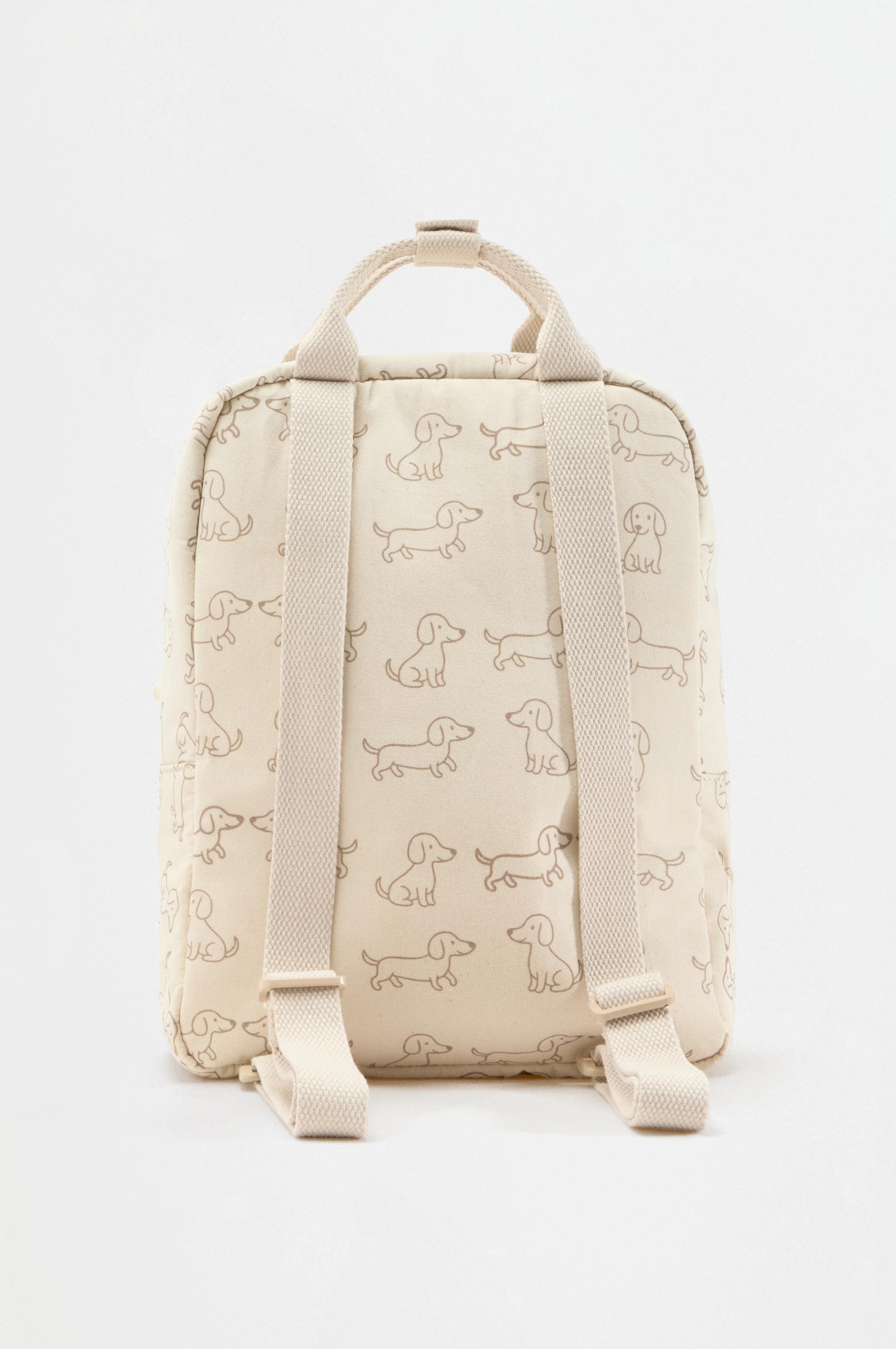 Puppy print backpack — ECRU