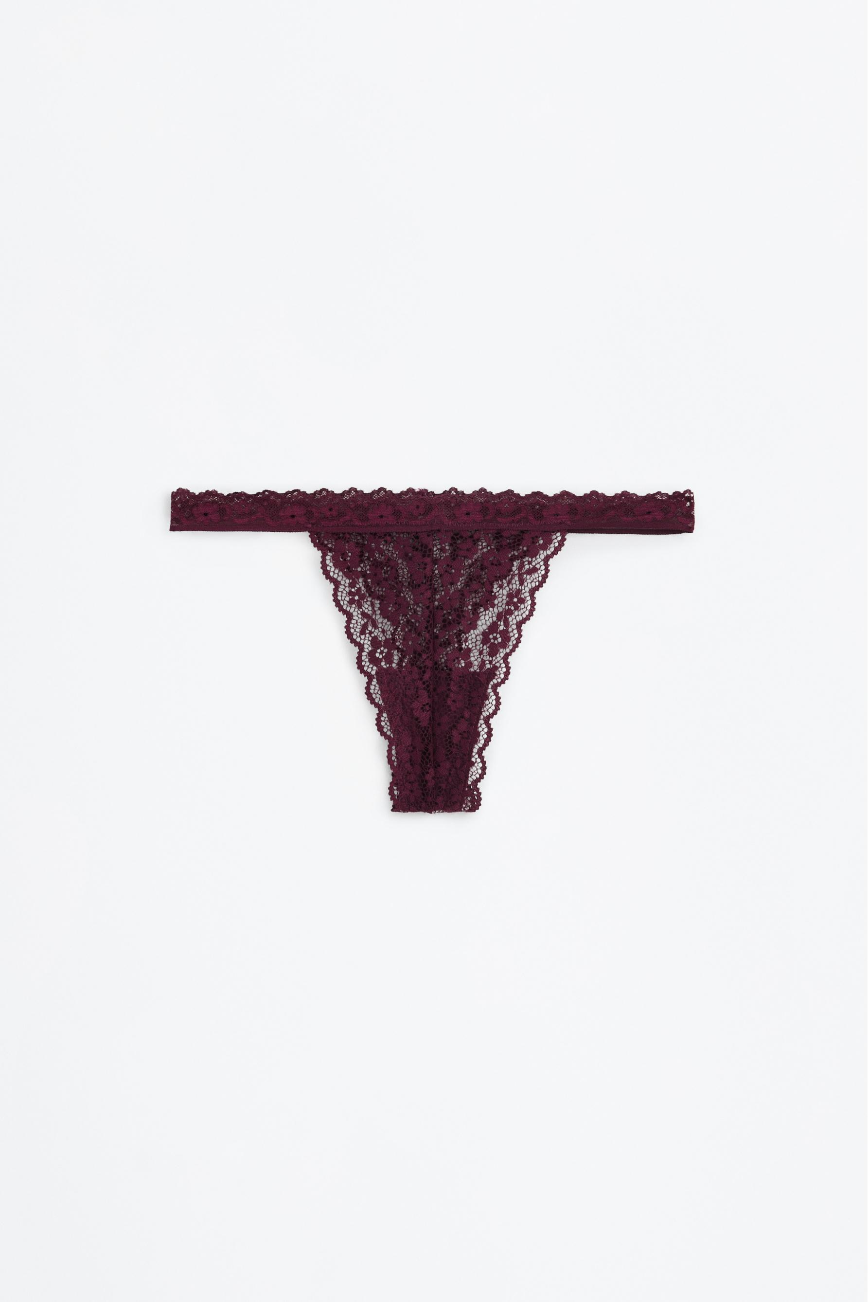 2-pack of lace thongs — BURGUNDY