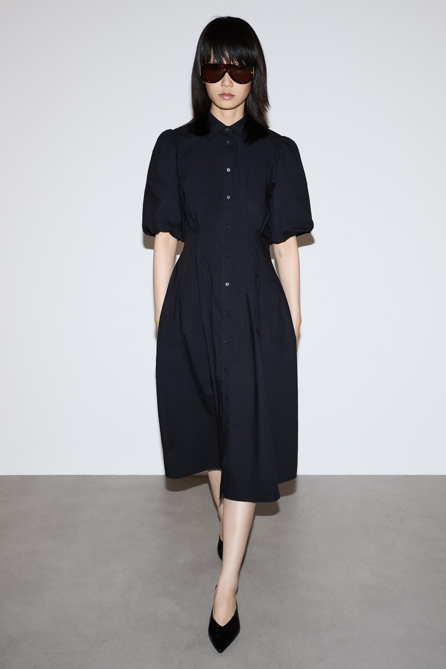 Midi shirt dress — BLACK