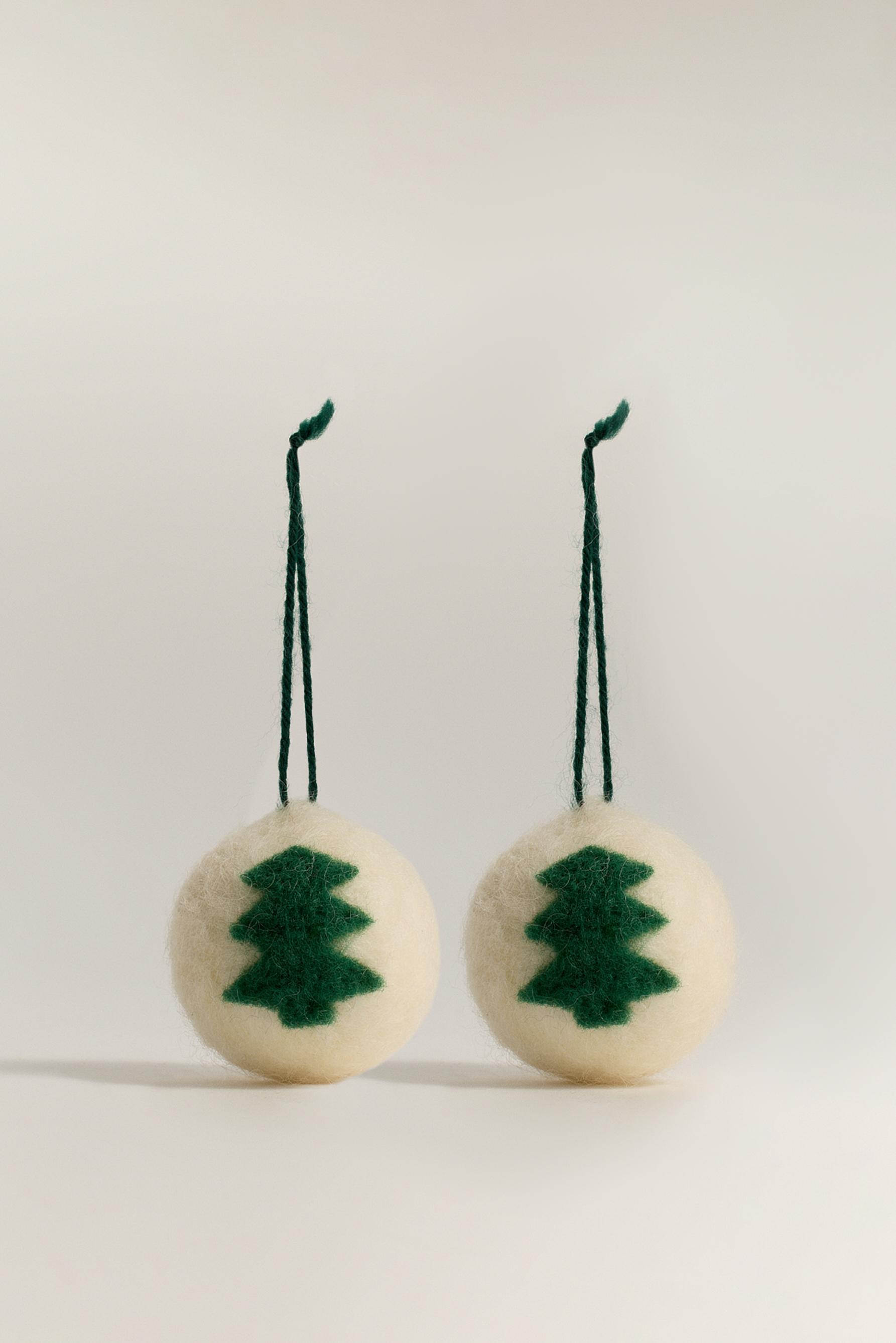 Pack 2 enfeites de árvore bola abeto 6cm