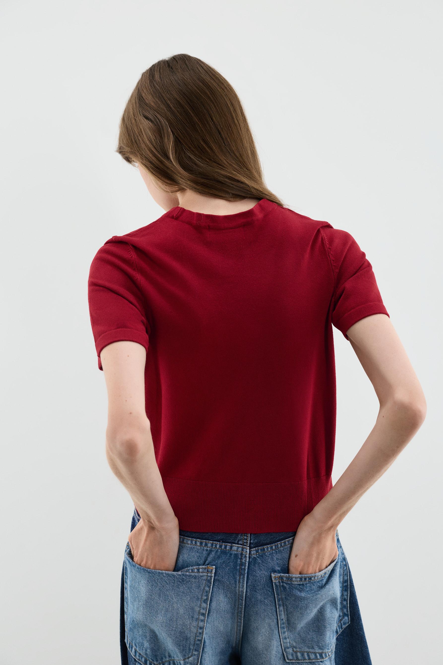 Basic short sleeve sweater — RED