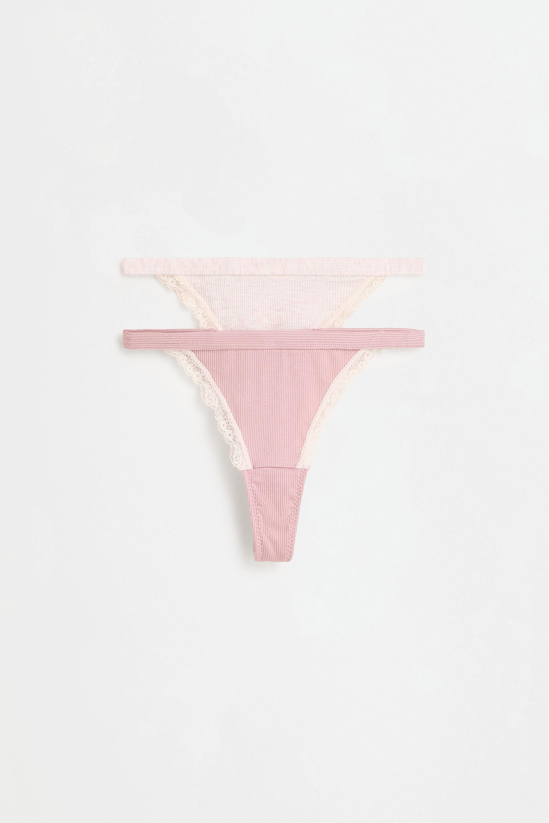 Lace Detail Thong (2-Pack) — PASTEL PINK