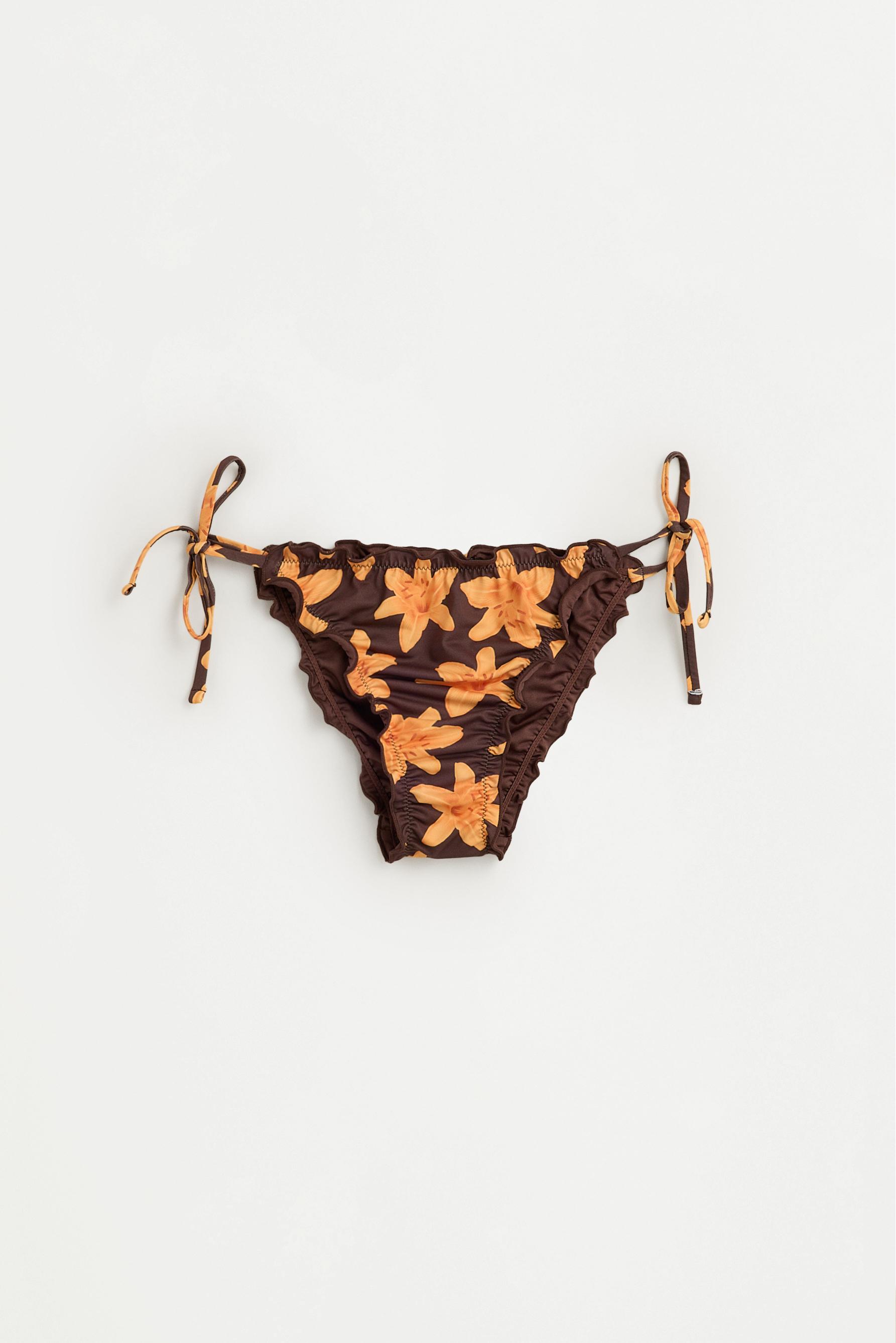 Floral print bikini bottom — BROWN