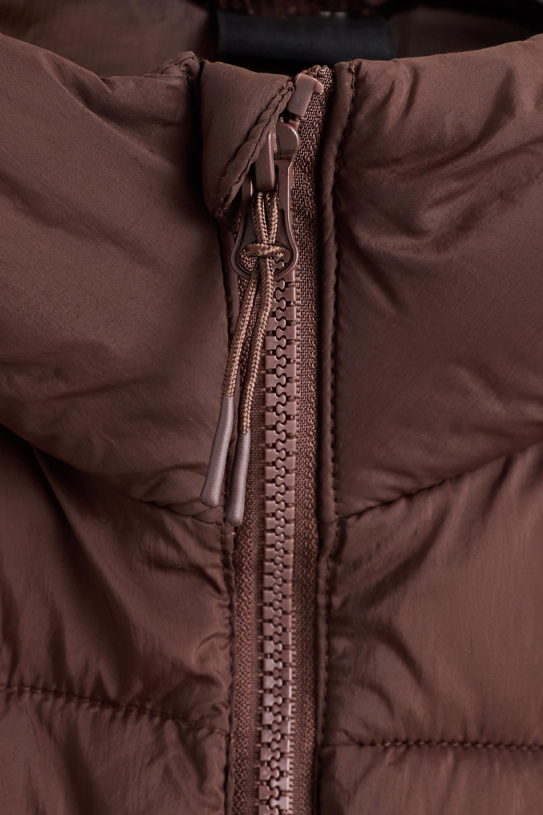 Hooded quilted jacket — CHOCOLATE