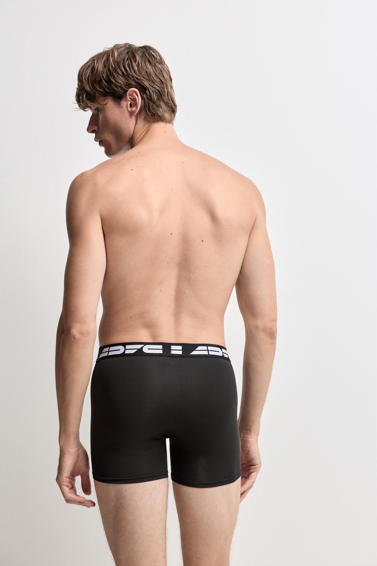 3-pack of sporty slogan long boxers — BLACK/BLUE