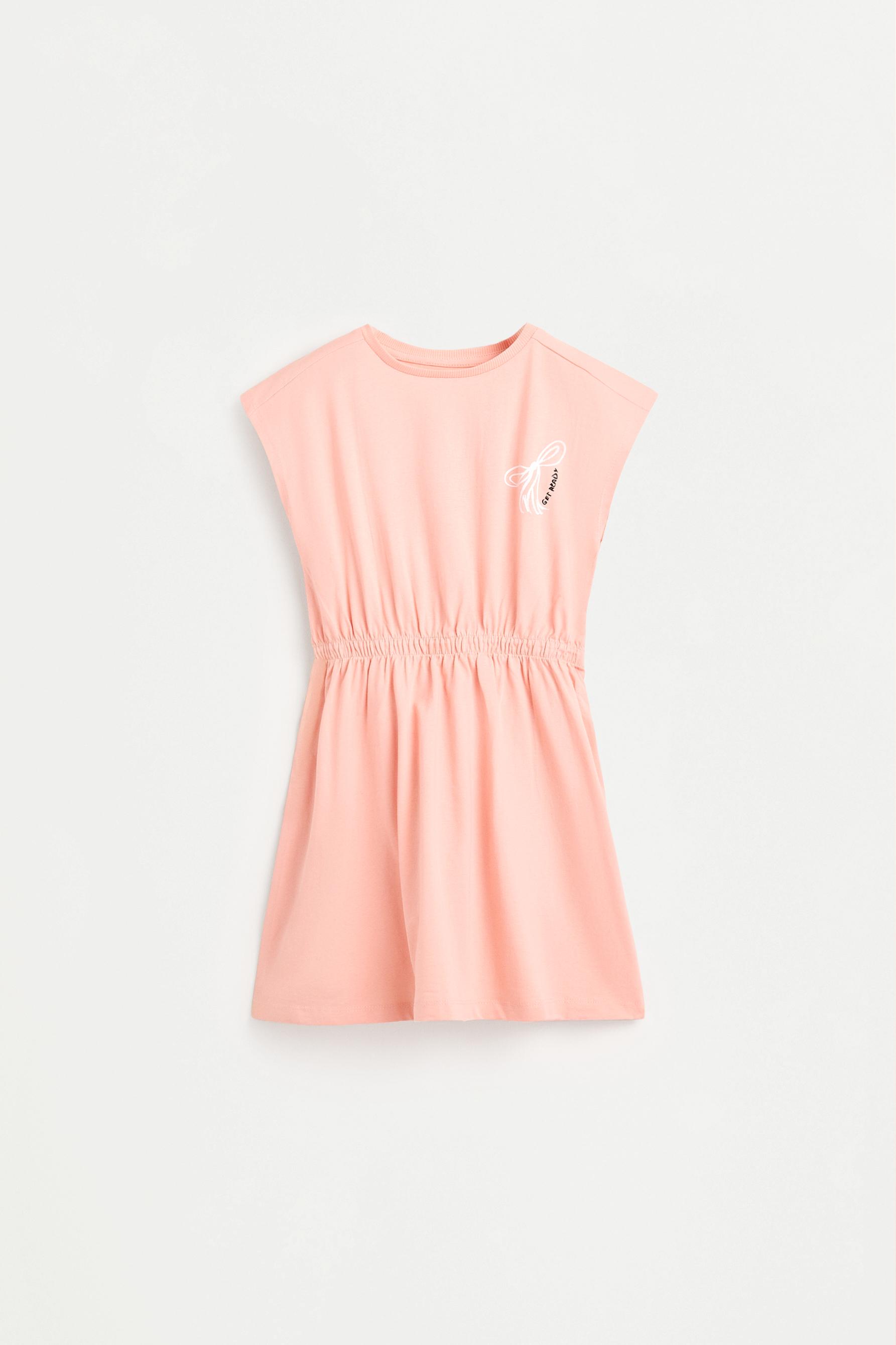 Dress with elasticated waist — LIGHT ORANGE