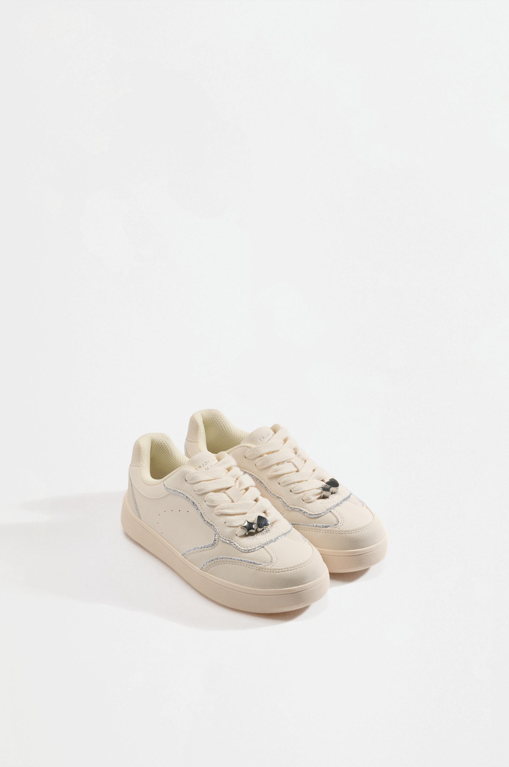 Glitter charm sneakers — WHITE