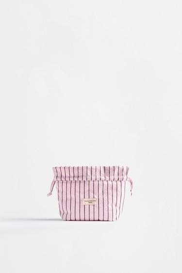 Small striped toiletry bag — ROSE PINK 2