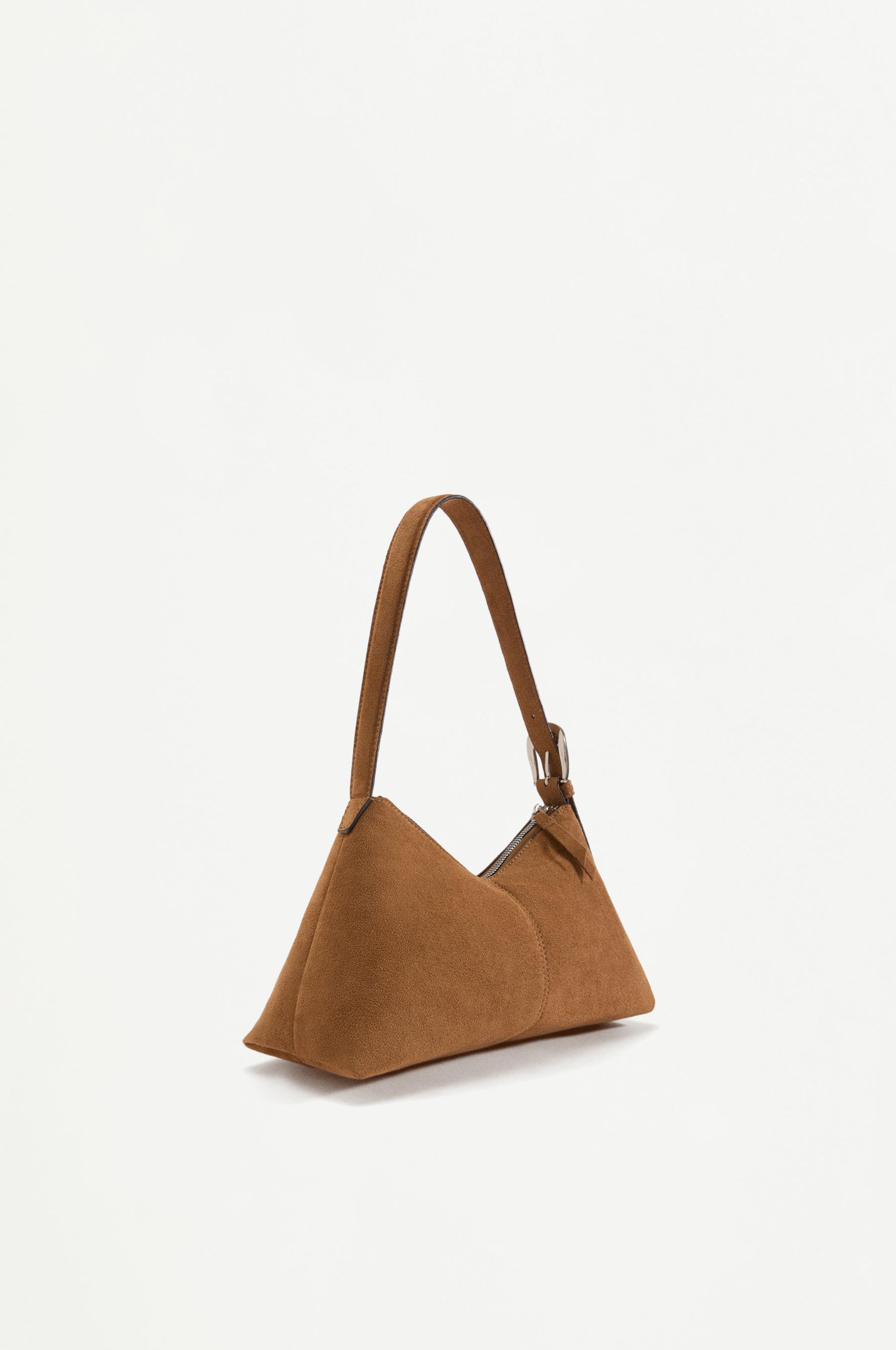 Faux suede shoulder bag — CAMEL