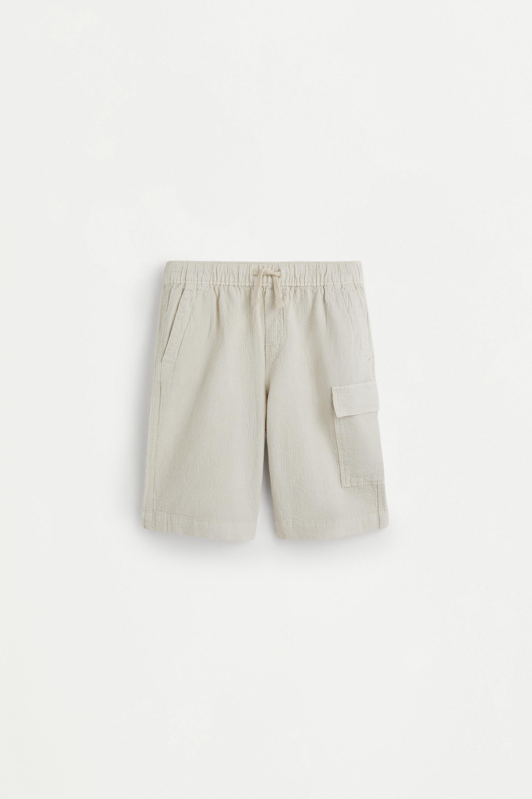 Seersucker cargo Bermuda shorts — GREY