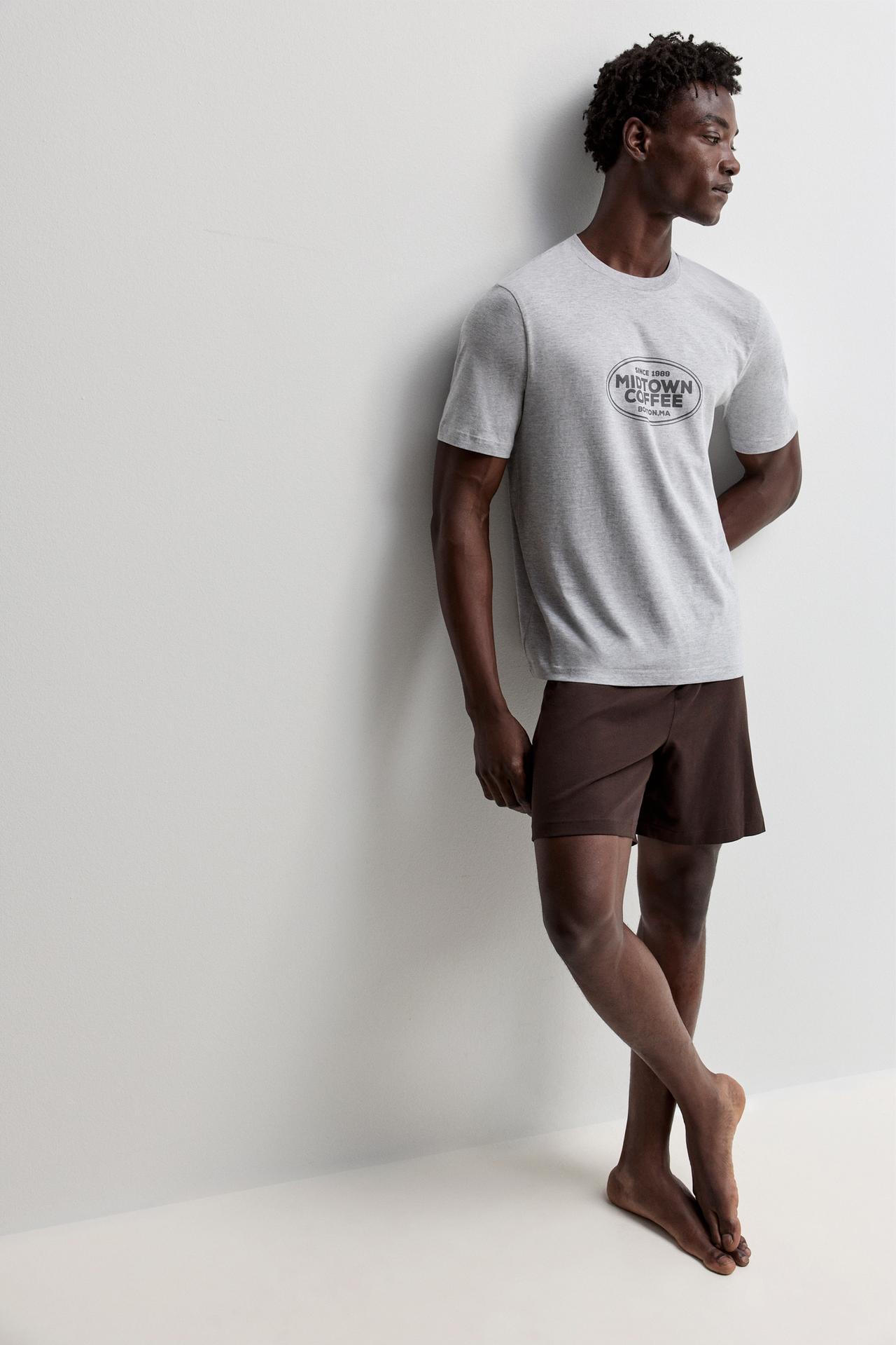 Short printed pyjamas — GREY MARL