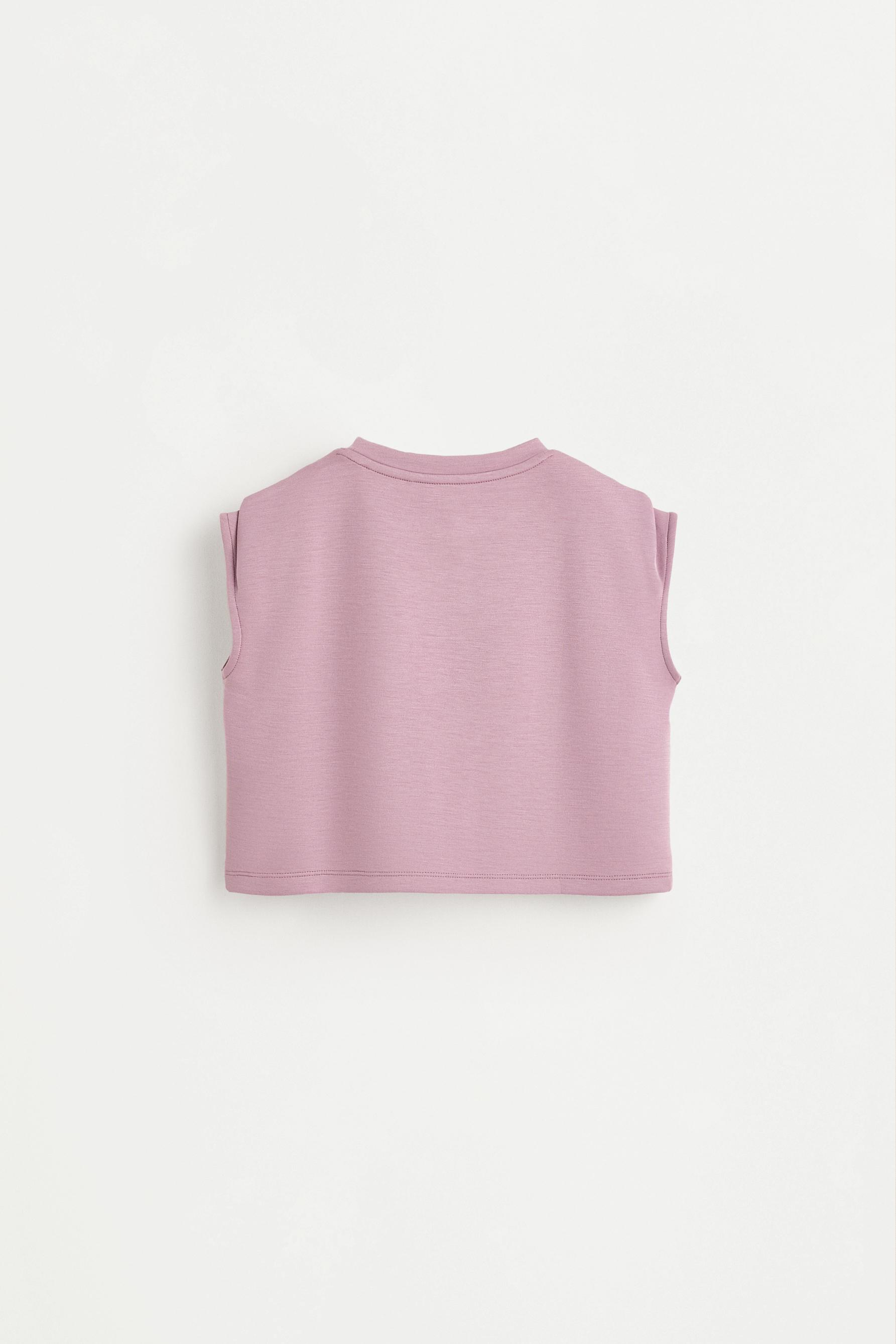 Cropped fluid plush T-shirt — PURPLE