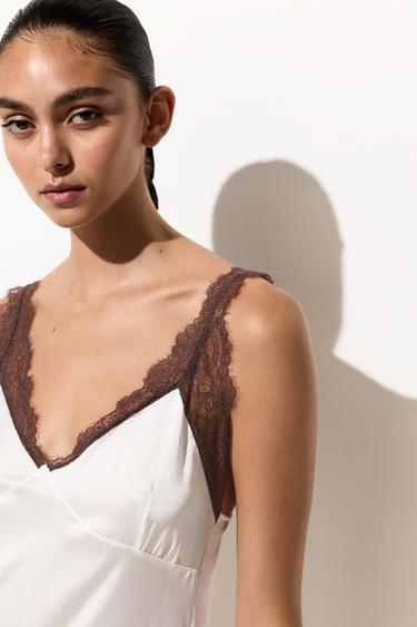 Lace slip dress — WHITE 2