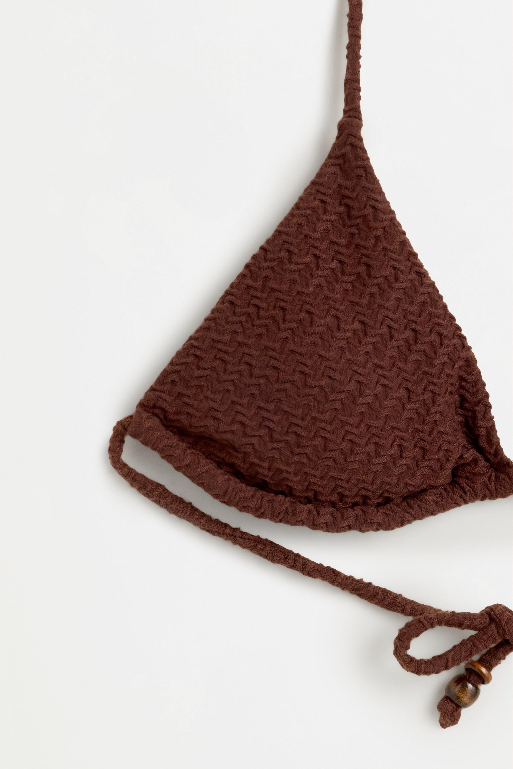 Textured bikini top — BROWN