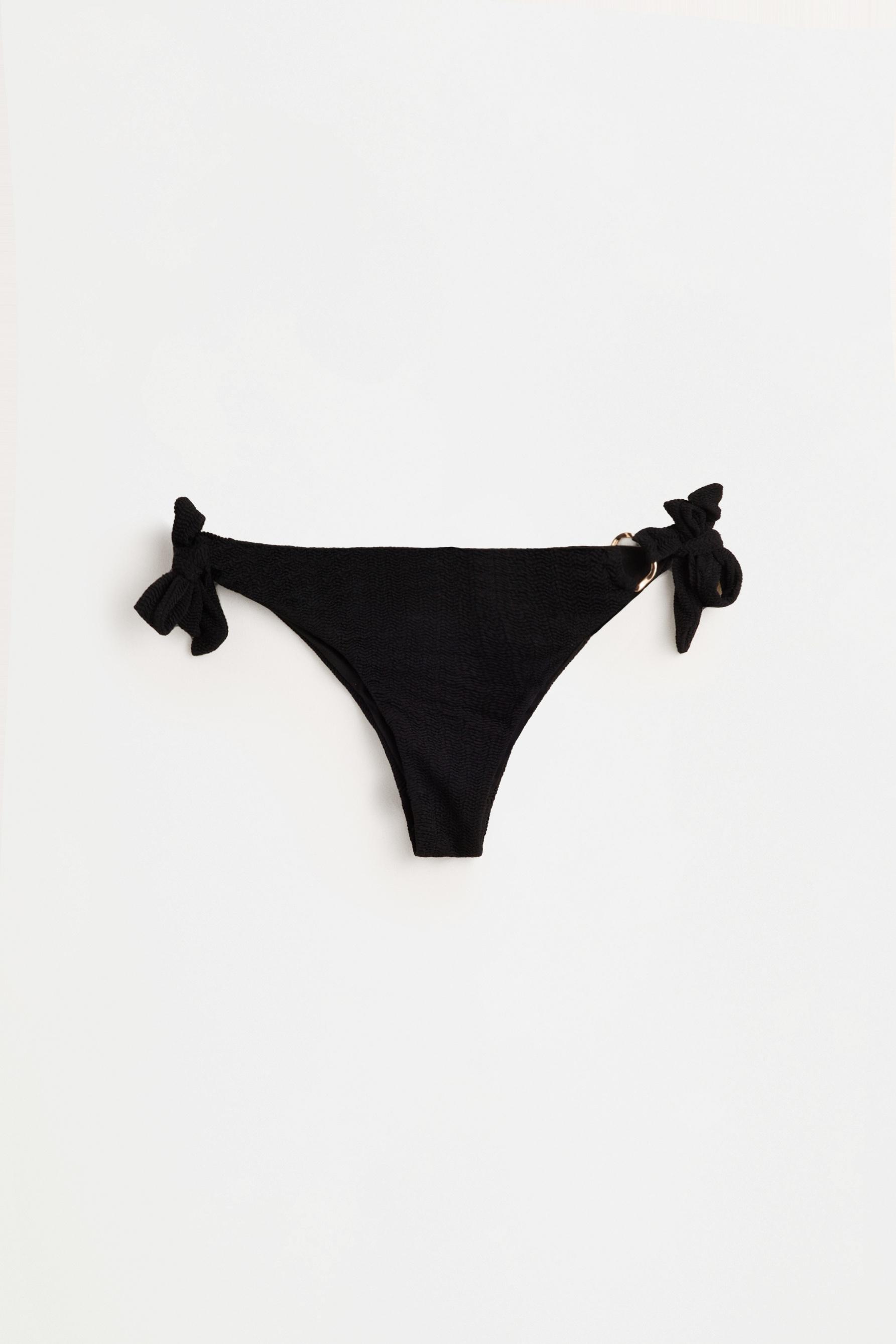 Jewel-detail bikini bottoms — BLACK