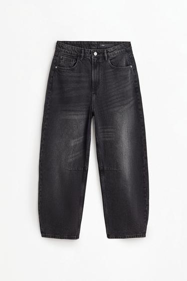 Belted barrel leg jeans — FADED BLACK 6