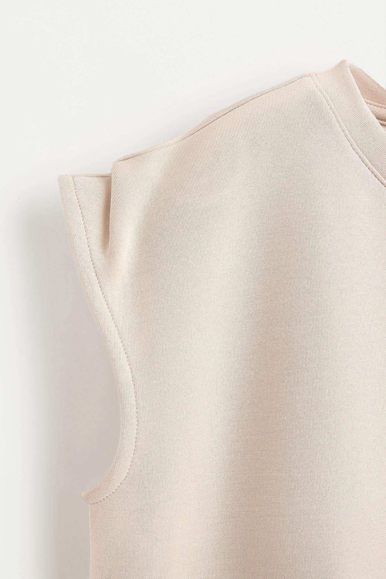 Cropped fluid plush T-shirt — BEIGE