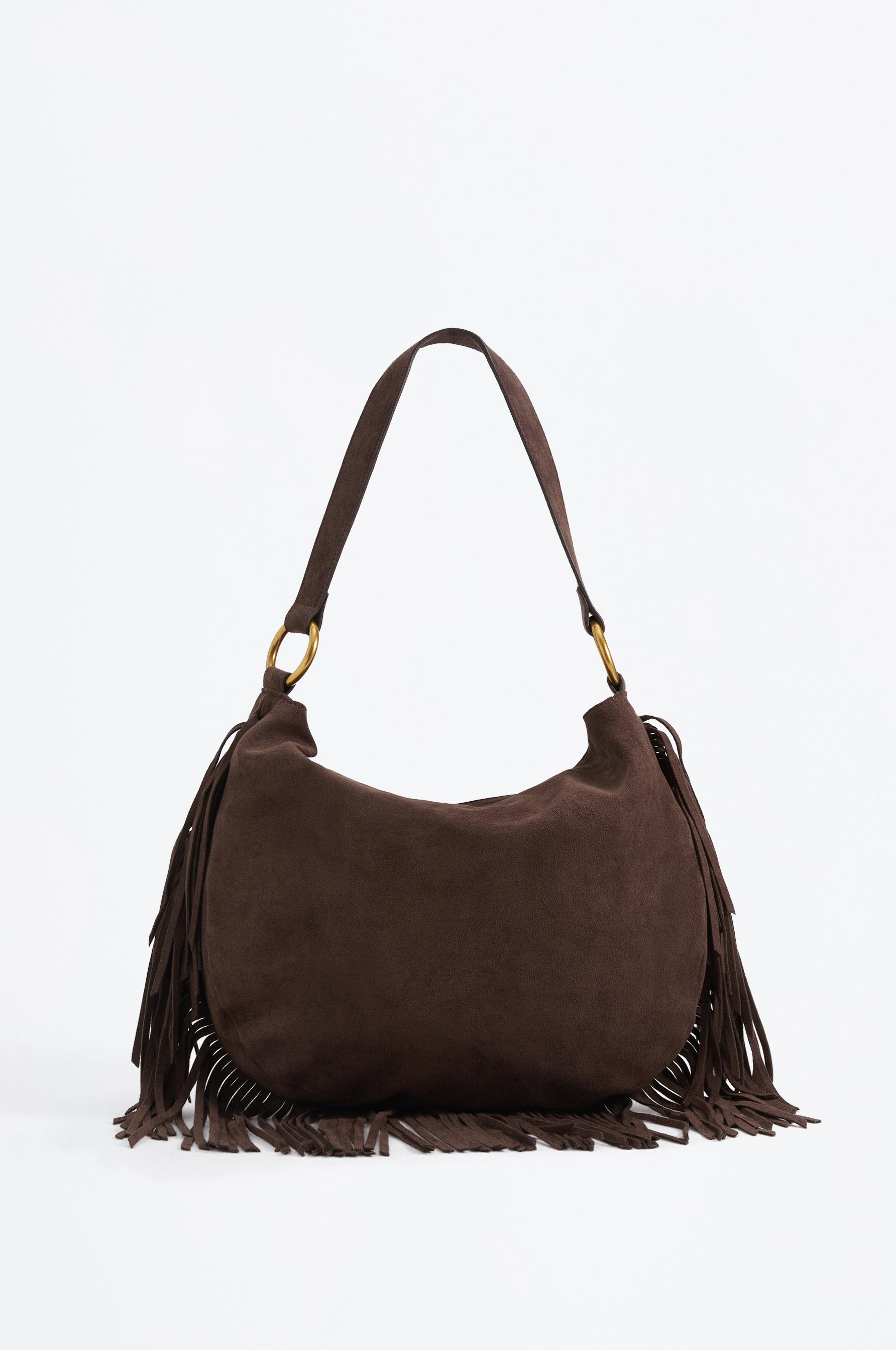 Bolso bandolera flecos efecto suede