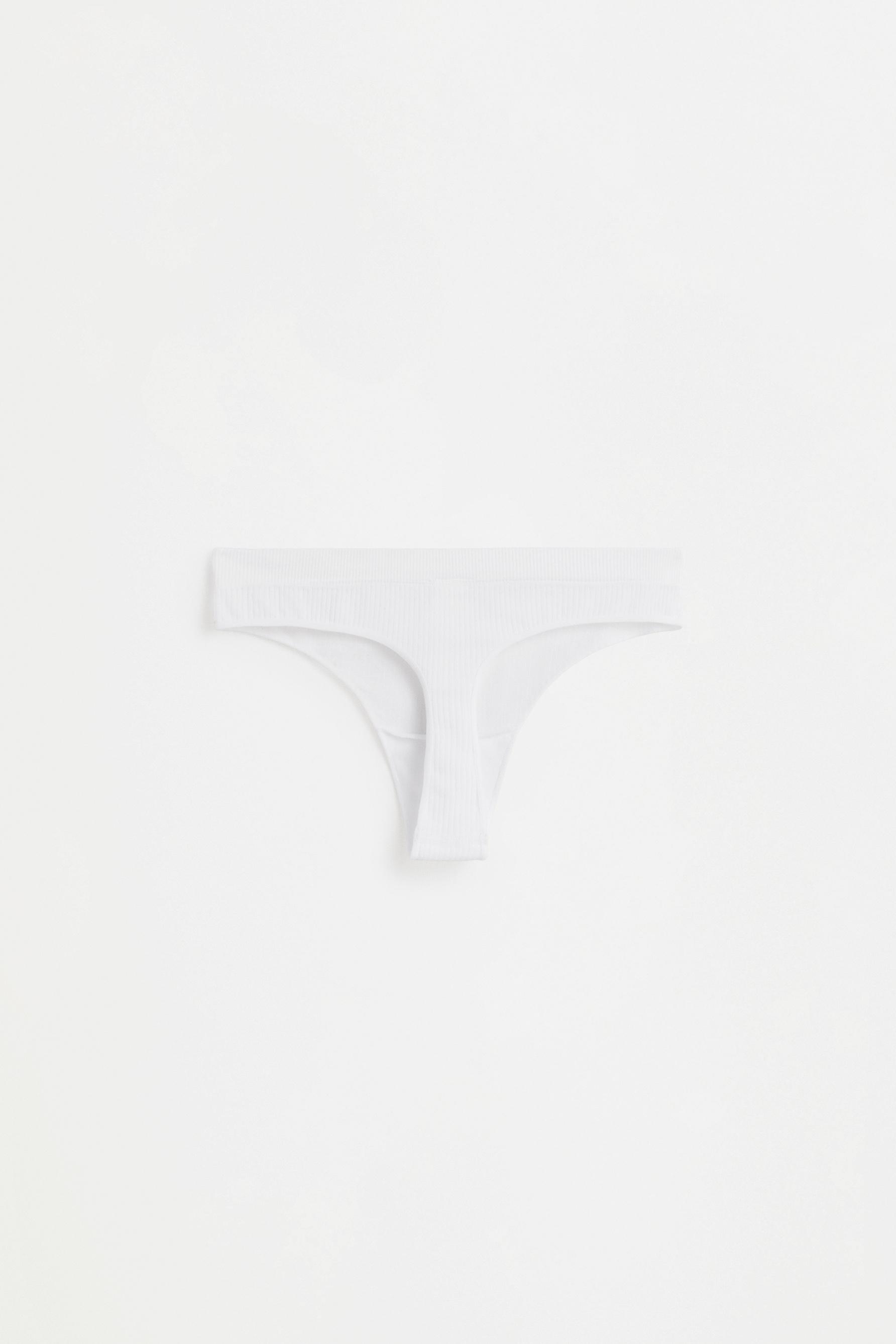 2-Pack seamless ribbed thongs — WHITE
