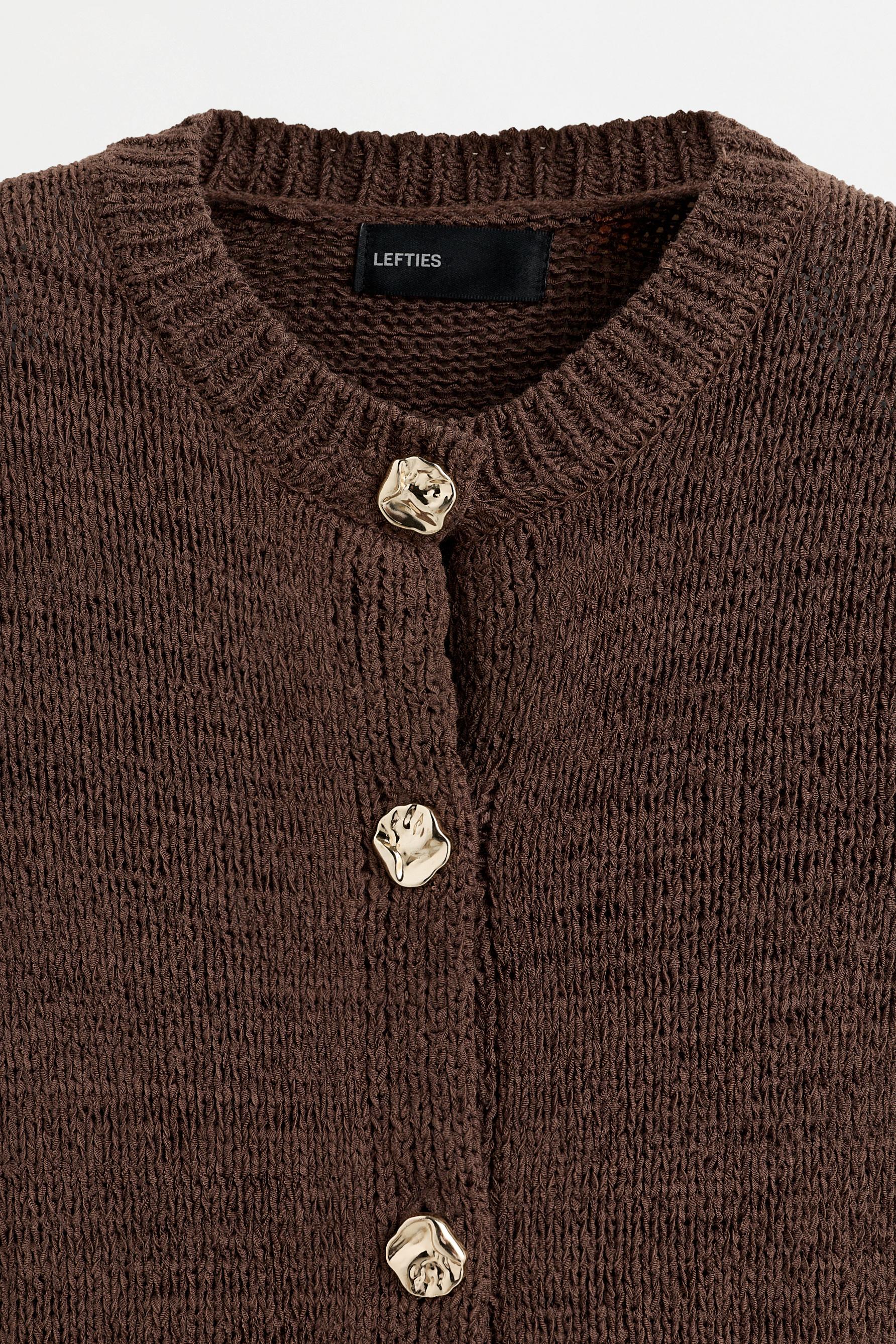 Jewel button top — TAUPE BROWN