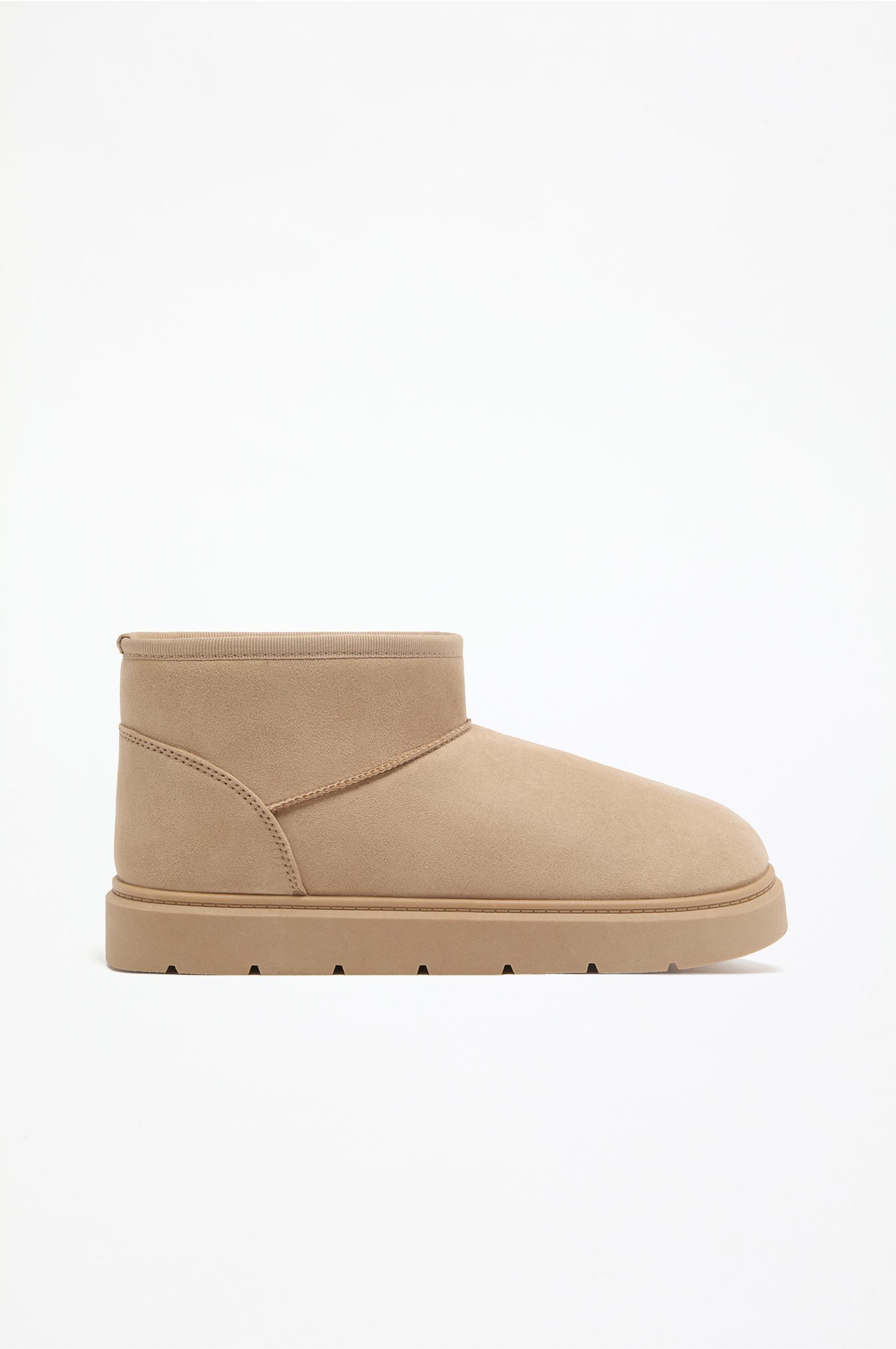 Flat mini fur ankle boots — BROWN