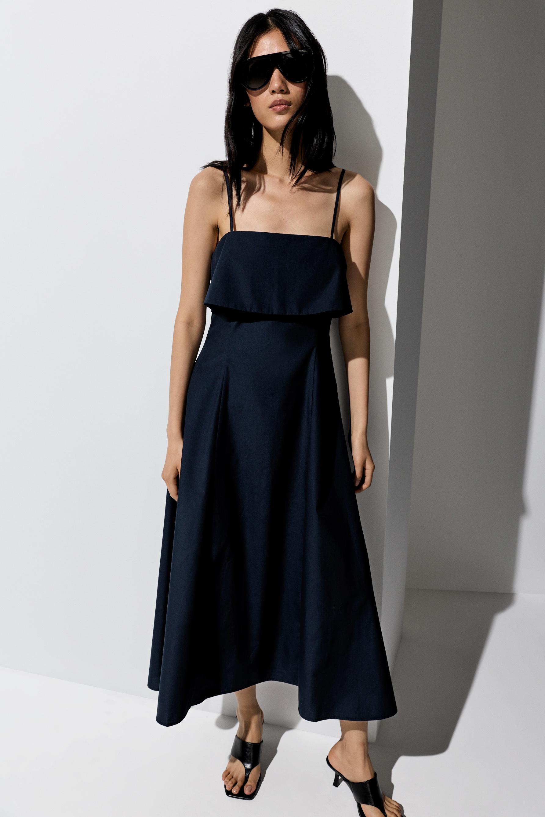 Flowy midi dress — NAVY