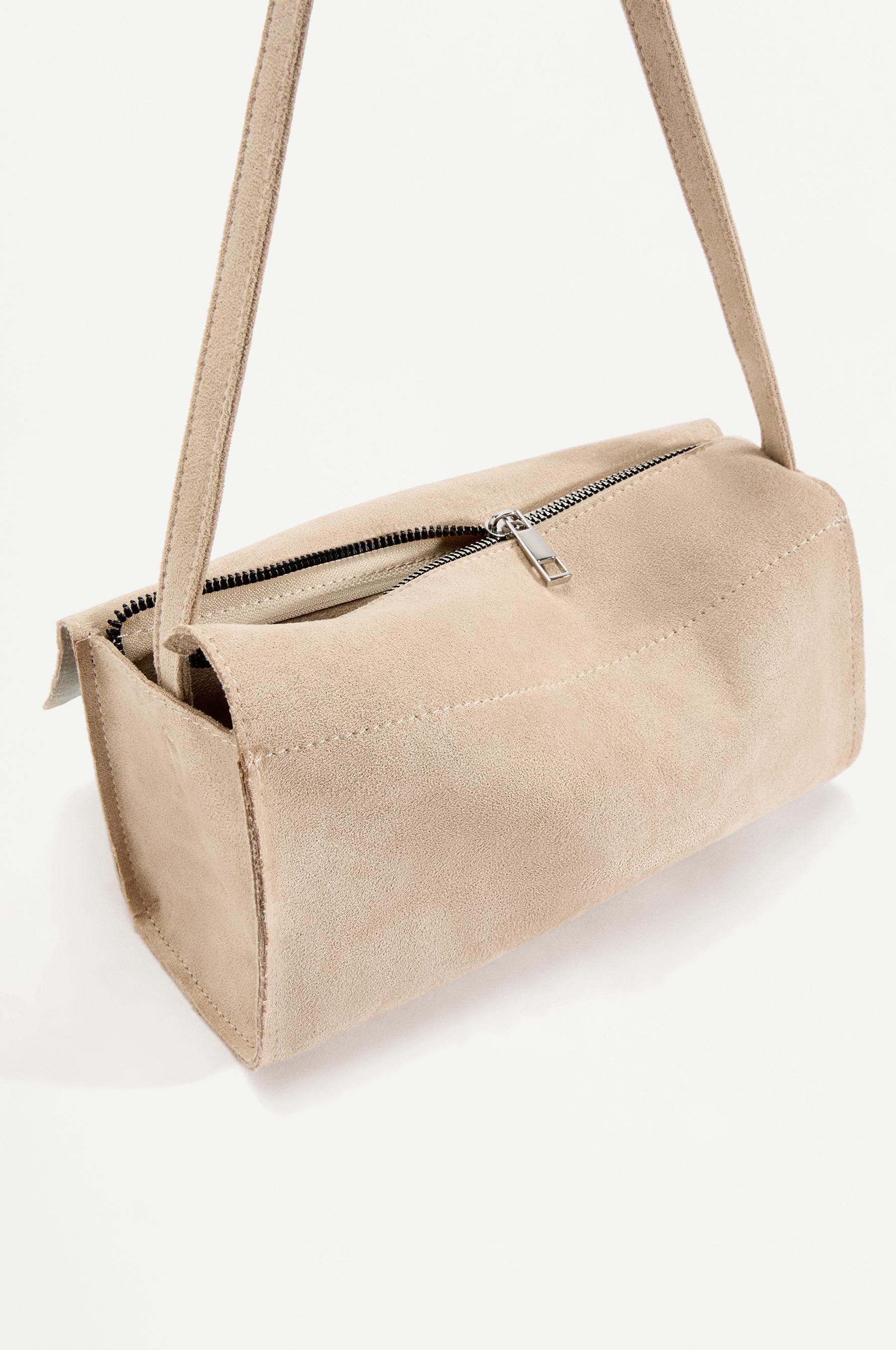 Faux suede shoulder bag — ECRU