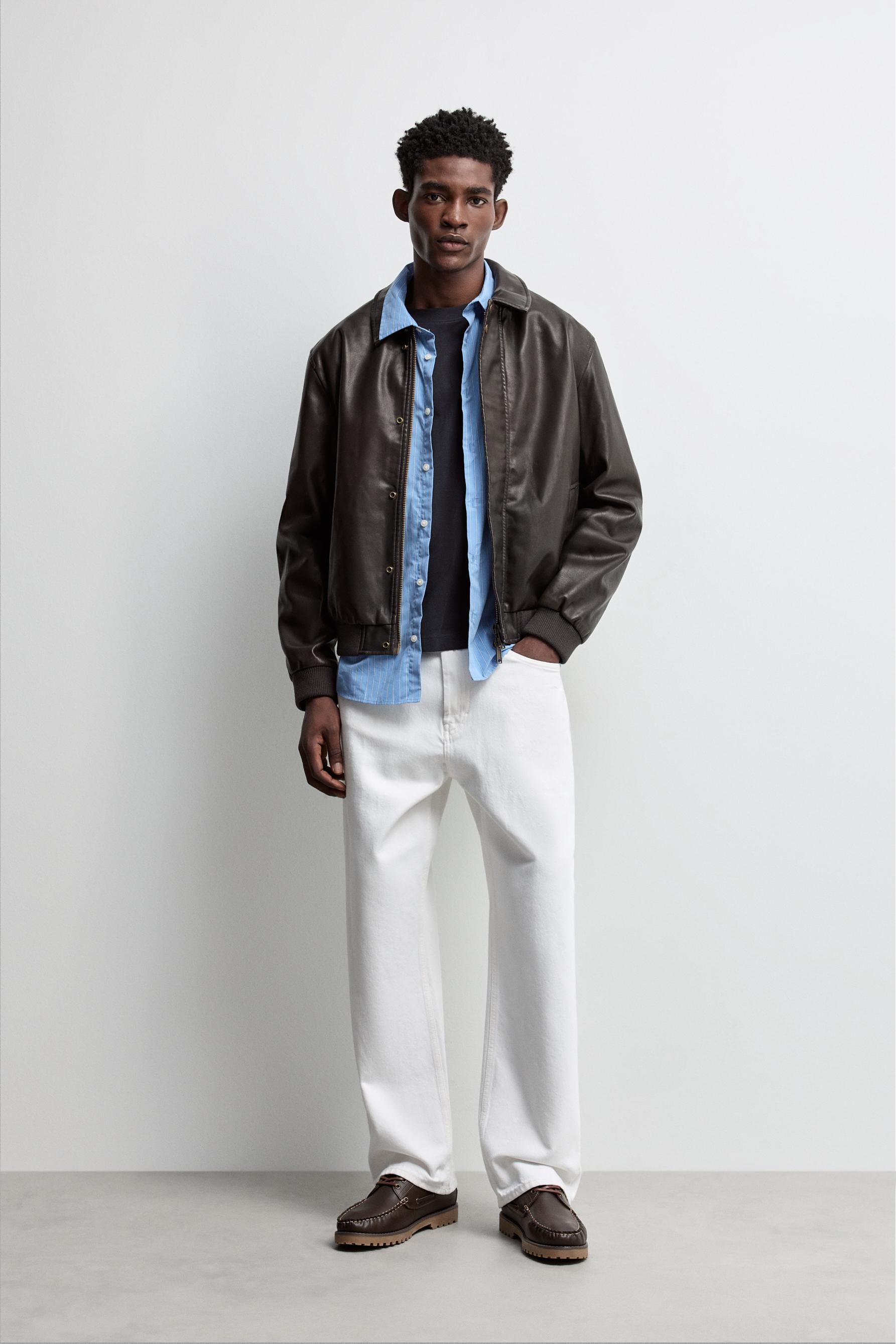 Leather effect jacket — BROWN