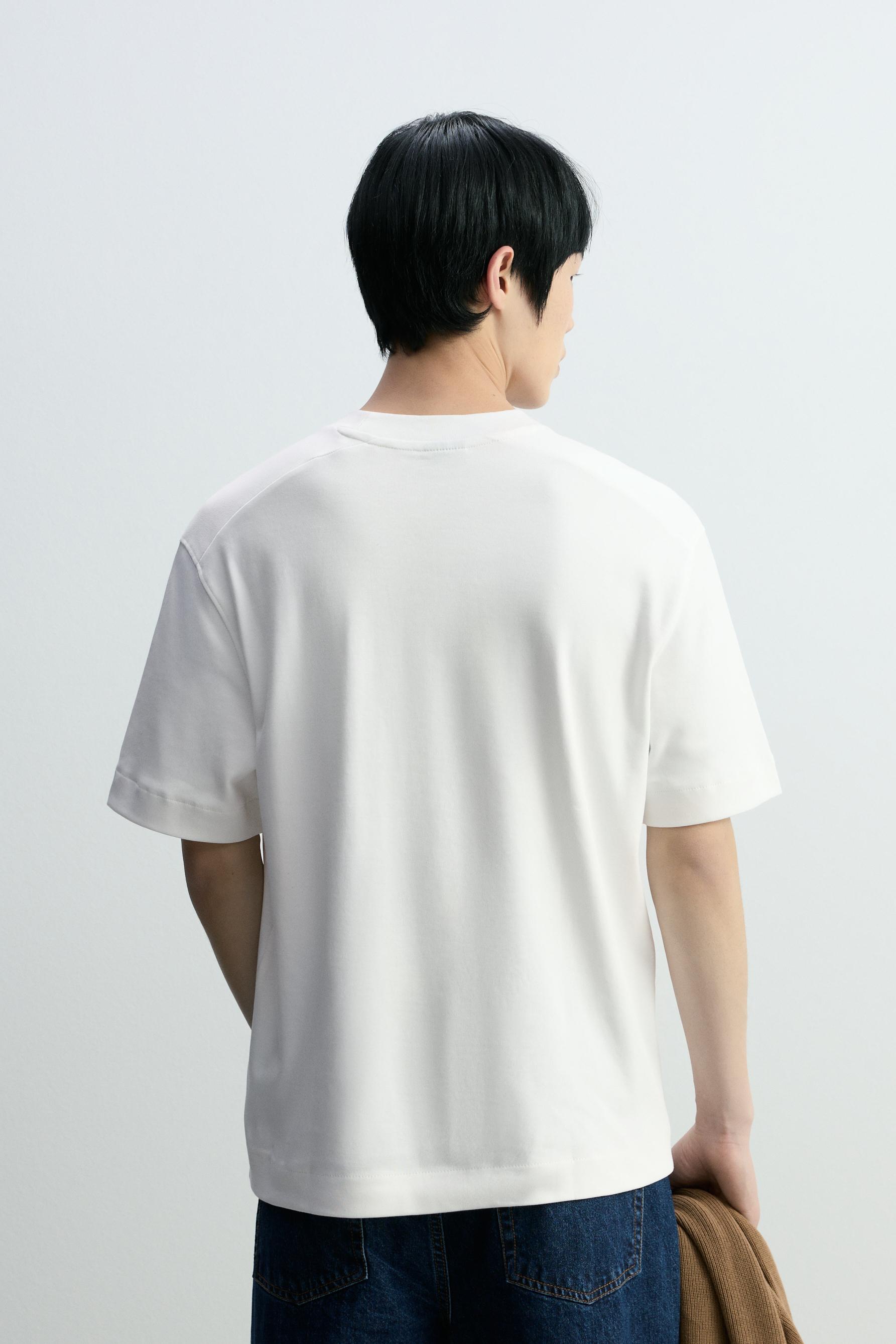 Interlock mock neck T-shirt — OFF WHITE