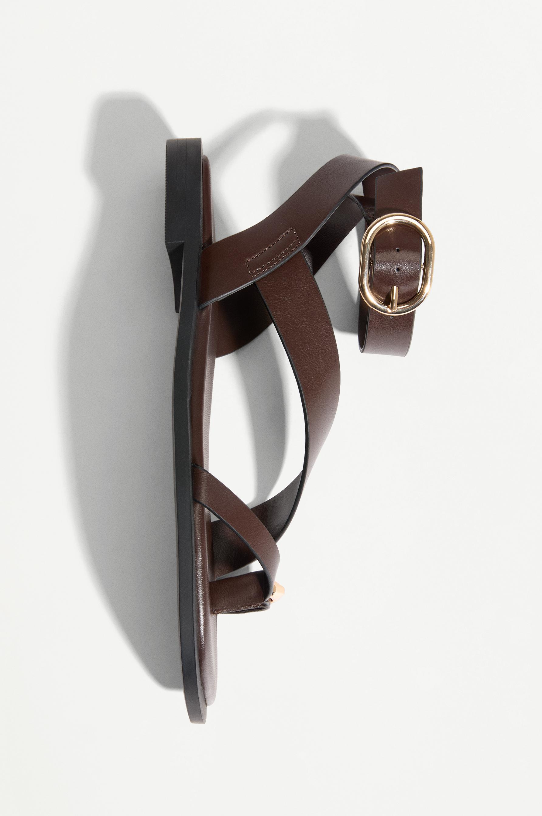Flat slider sandals — BROWN