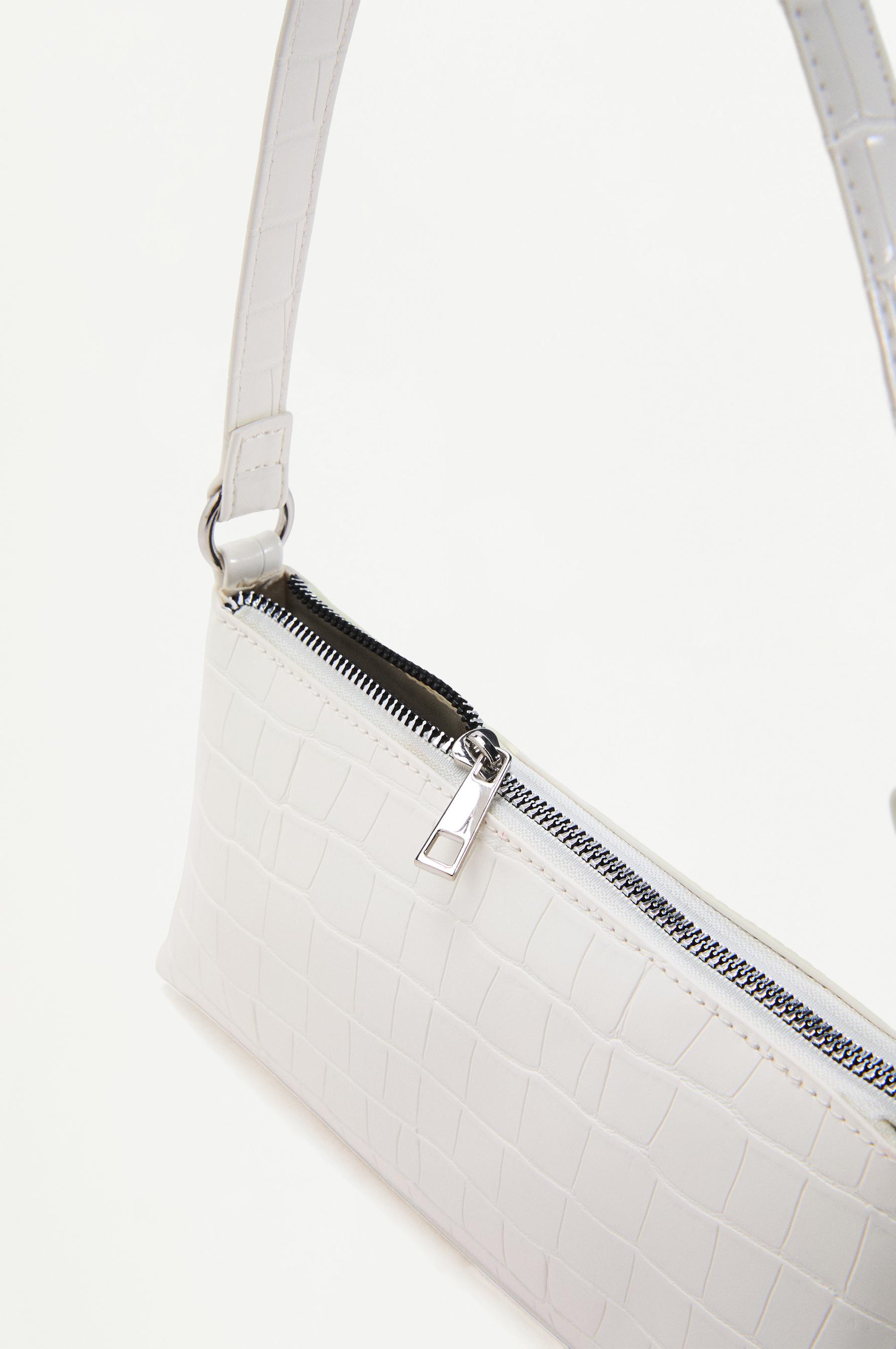 Crocodile-effect shoulder bag — WHITE